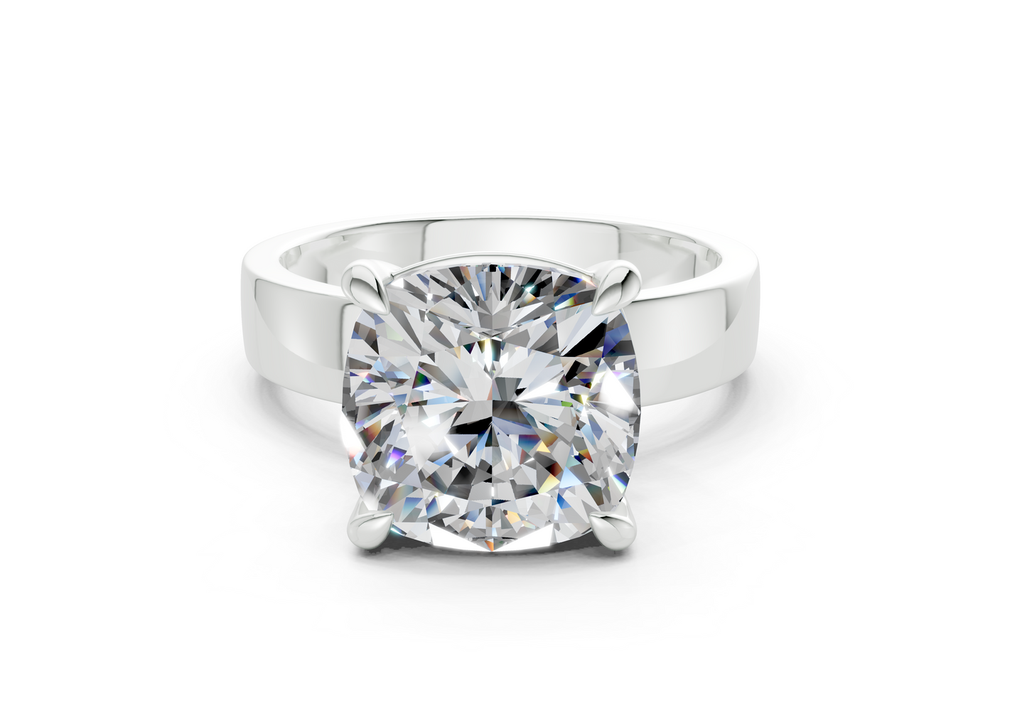 Cascade Diamond Solitaire Cushion Squareuare Cut 4mm Engagement Ring