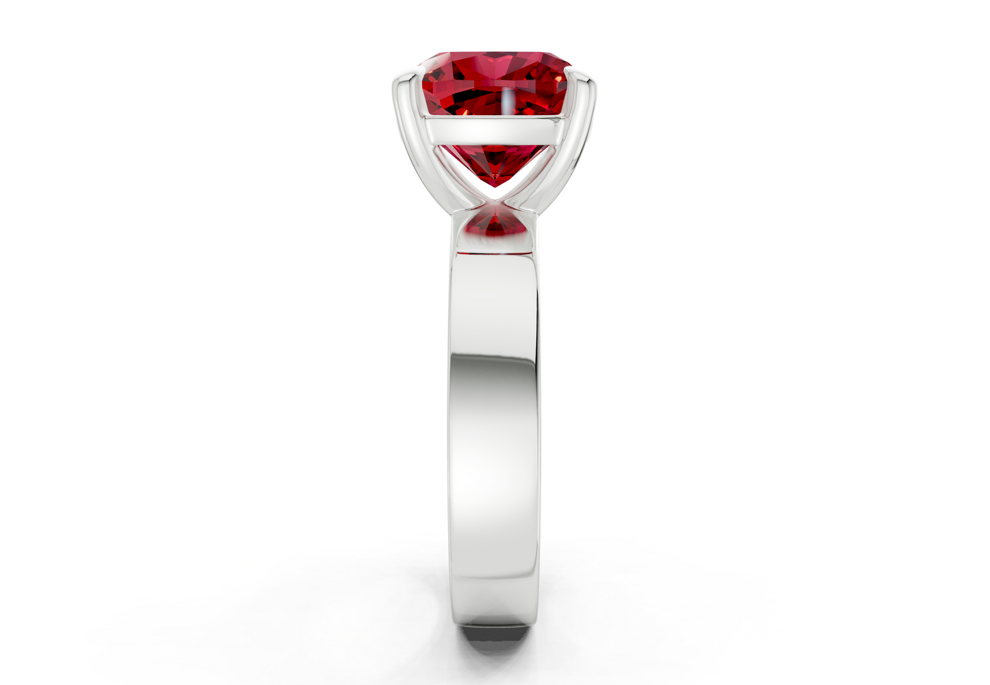 Cascade Ruby Gemstone Solitaire Cushion Squareuare Cut 4mm Engagement Ring