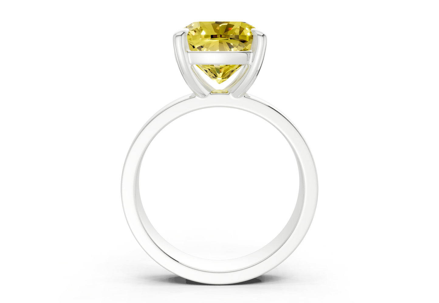 Cascade Yellow Diamond Solitaire Cushion Squareuare Cut 4mm Engagement Ring