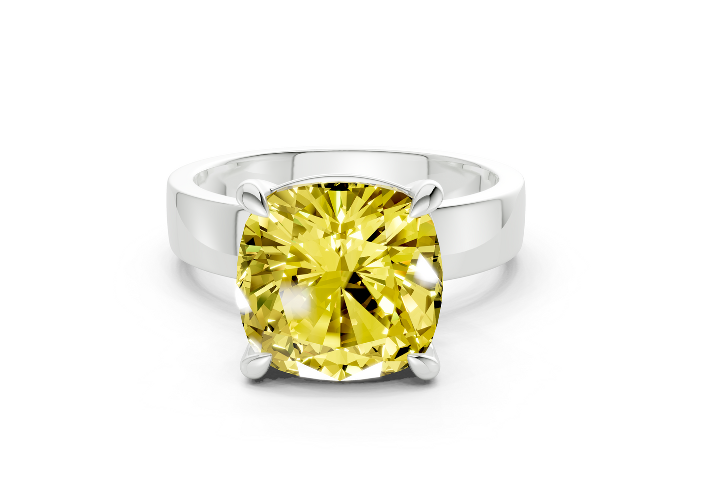 Cascade Yellow Diamond Solitaire Cushion Squareuare Cut 4mm Engagement Ring
