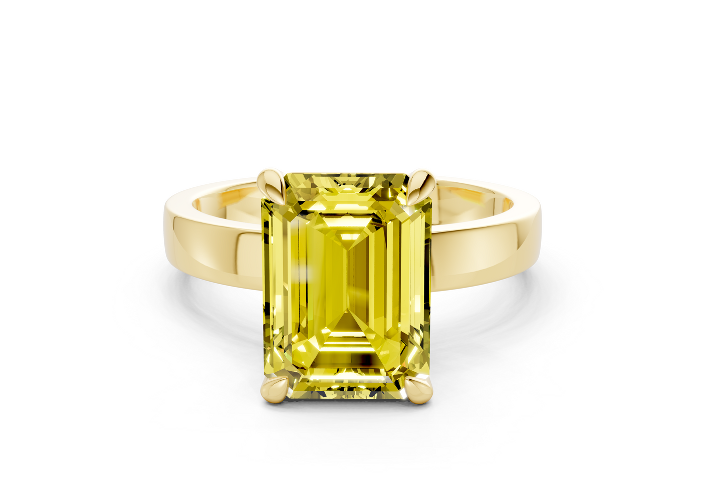 Aspen Yellow Diamond Solitaire Emerald Cut 3mm Engagement Ring