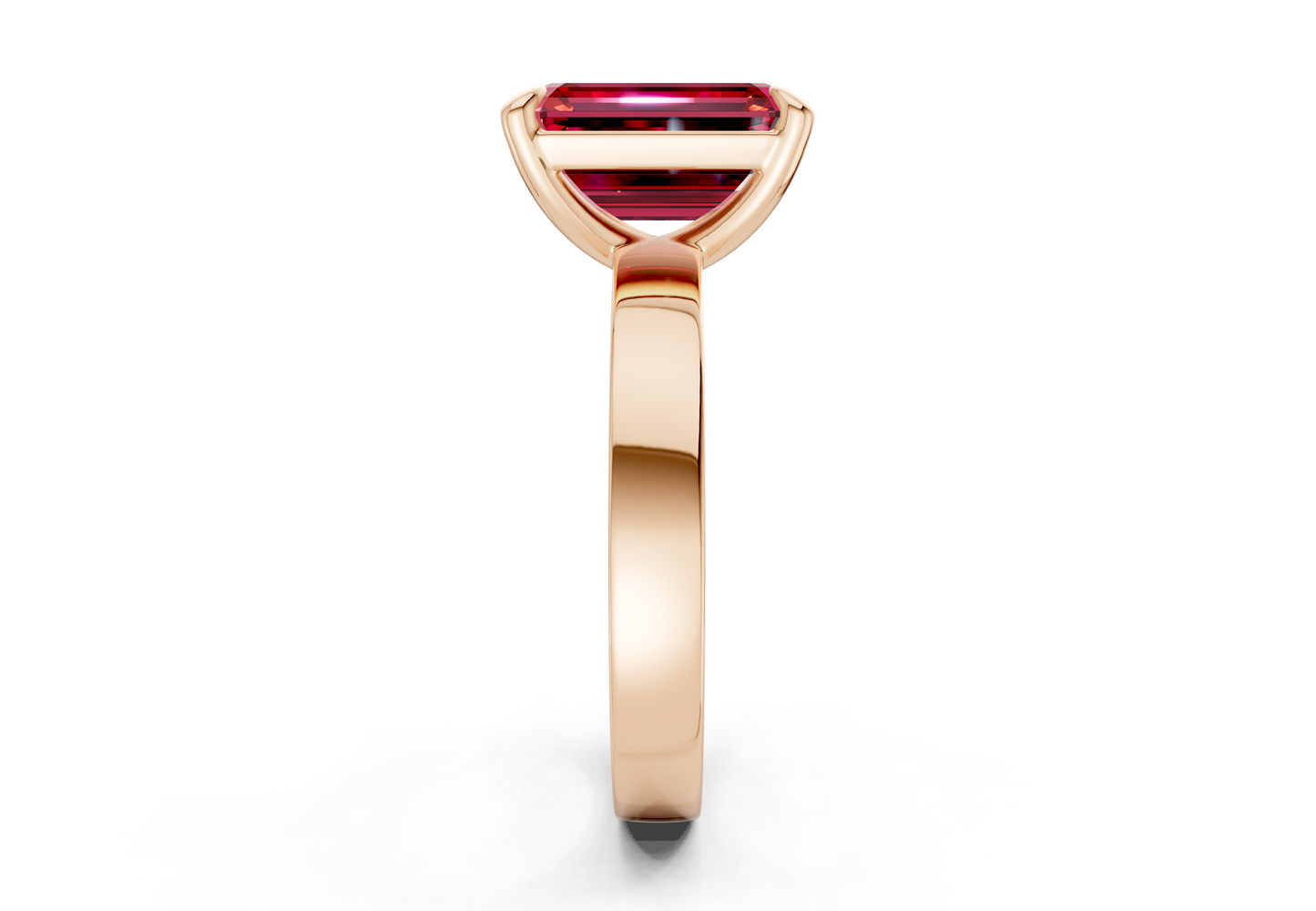 Aspen Ruby Gemstone Solitaire Emerald Cut 3mm Engagement Ring