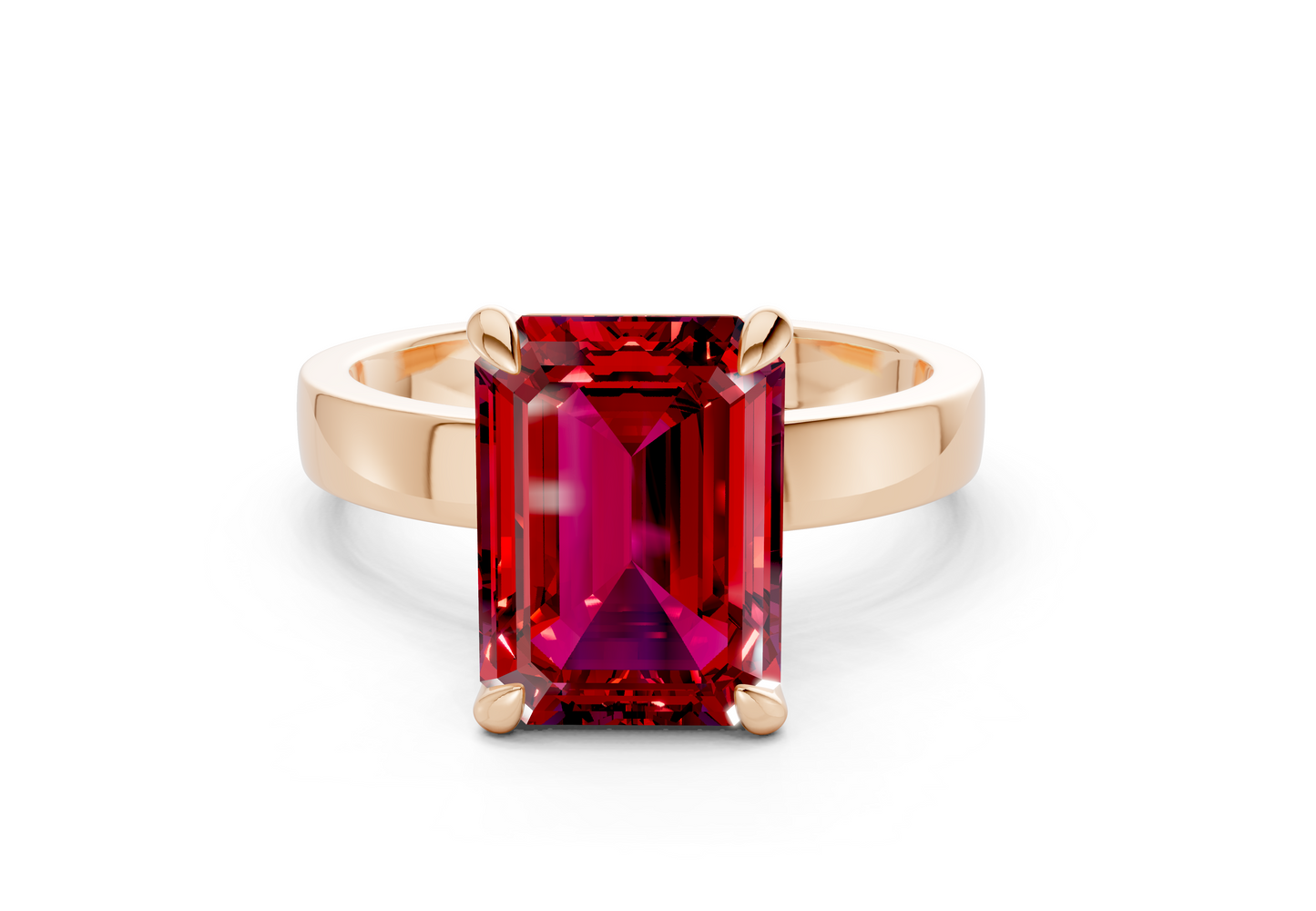 Aspen Ruby Gemstone Solitaire Emerald Cut 3mm Engagement Ring