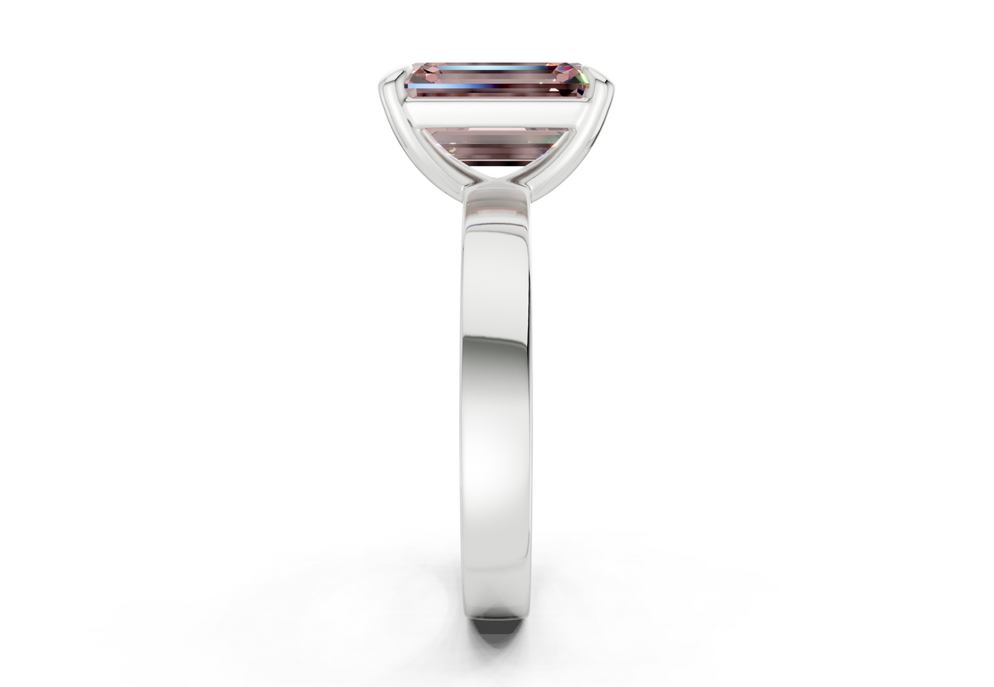 Aspen Pink Diamond Solitaire Emerald Cut 3mm Engagement Ring