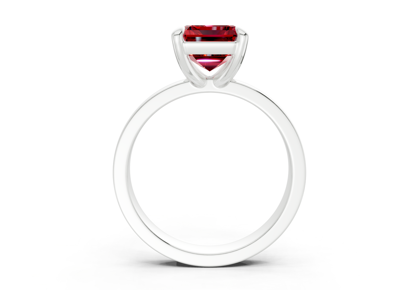 Aspen Ruby Gemstone Solitaire Emerald Cut 3mm Engagement Ring