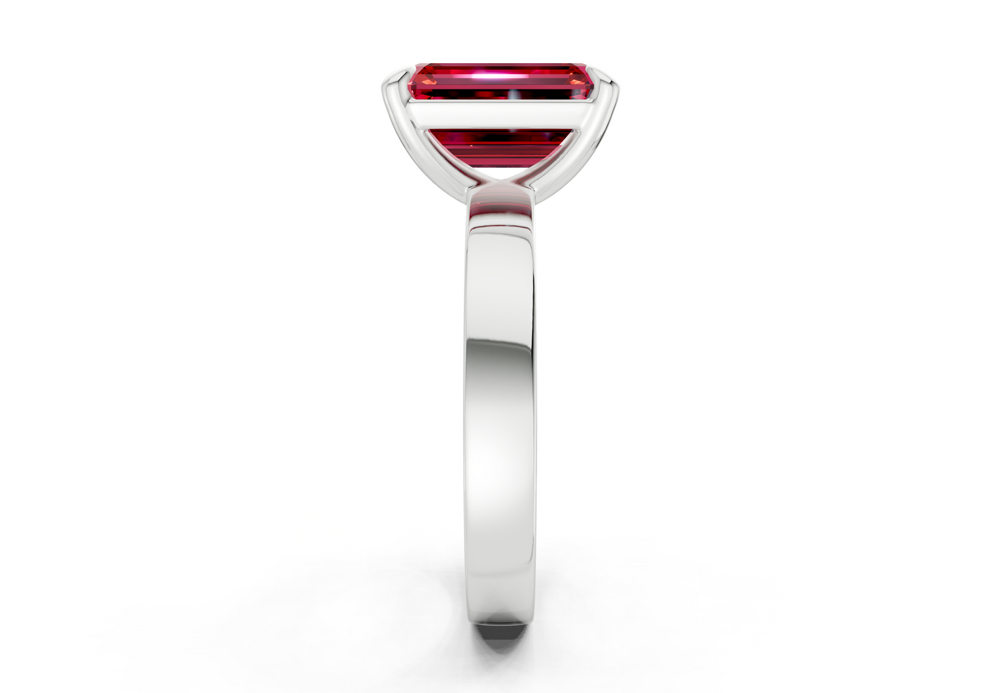 Aspen Ruby Gemstone Solitaire Emerald Cut 3mm Engagement Ring