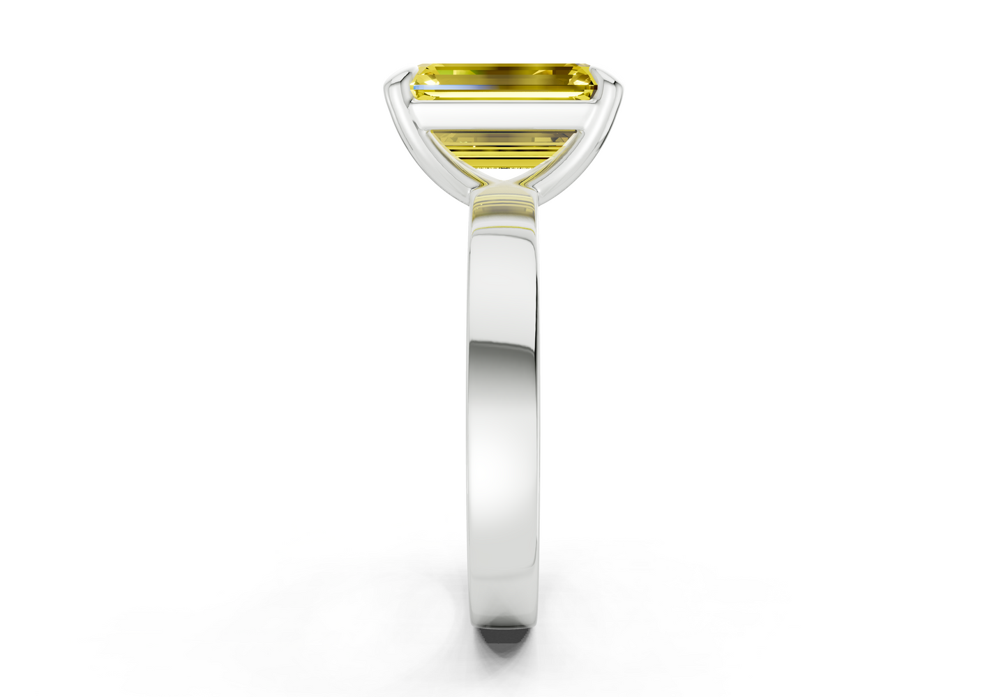 Aspen Yellow Diamond Solitaire Emerald Cut 3mm Engagement Ring