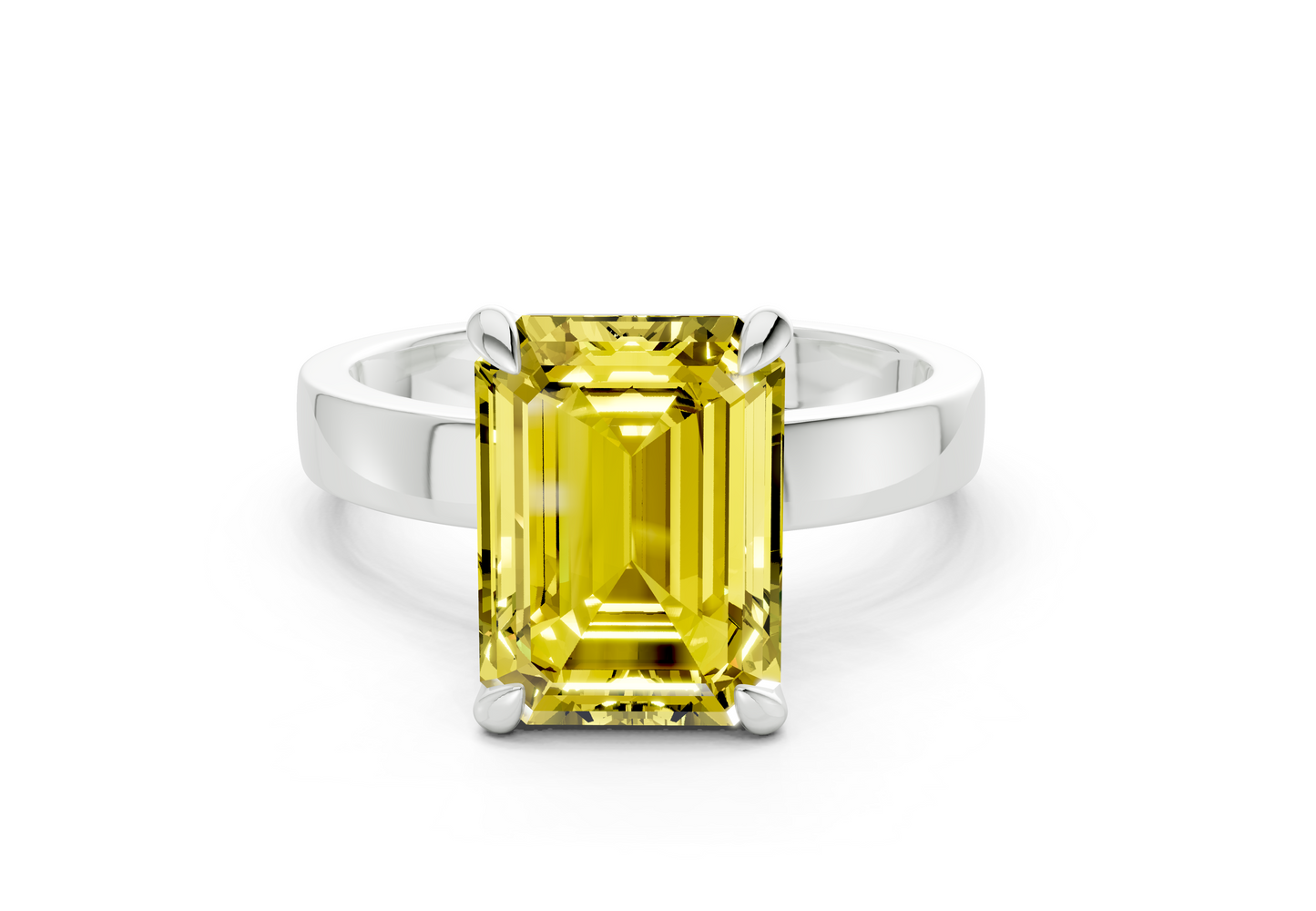 Aspen Yellow Diamond Solitaire Emerald Cut 3mm Engagement Ring