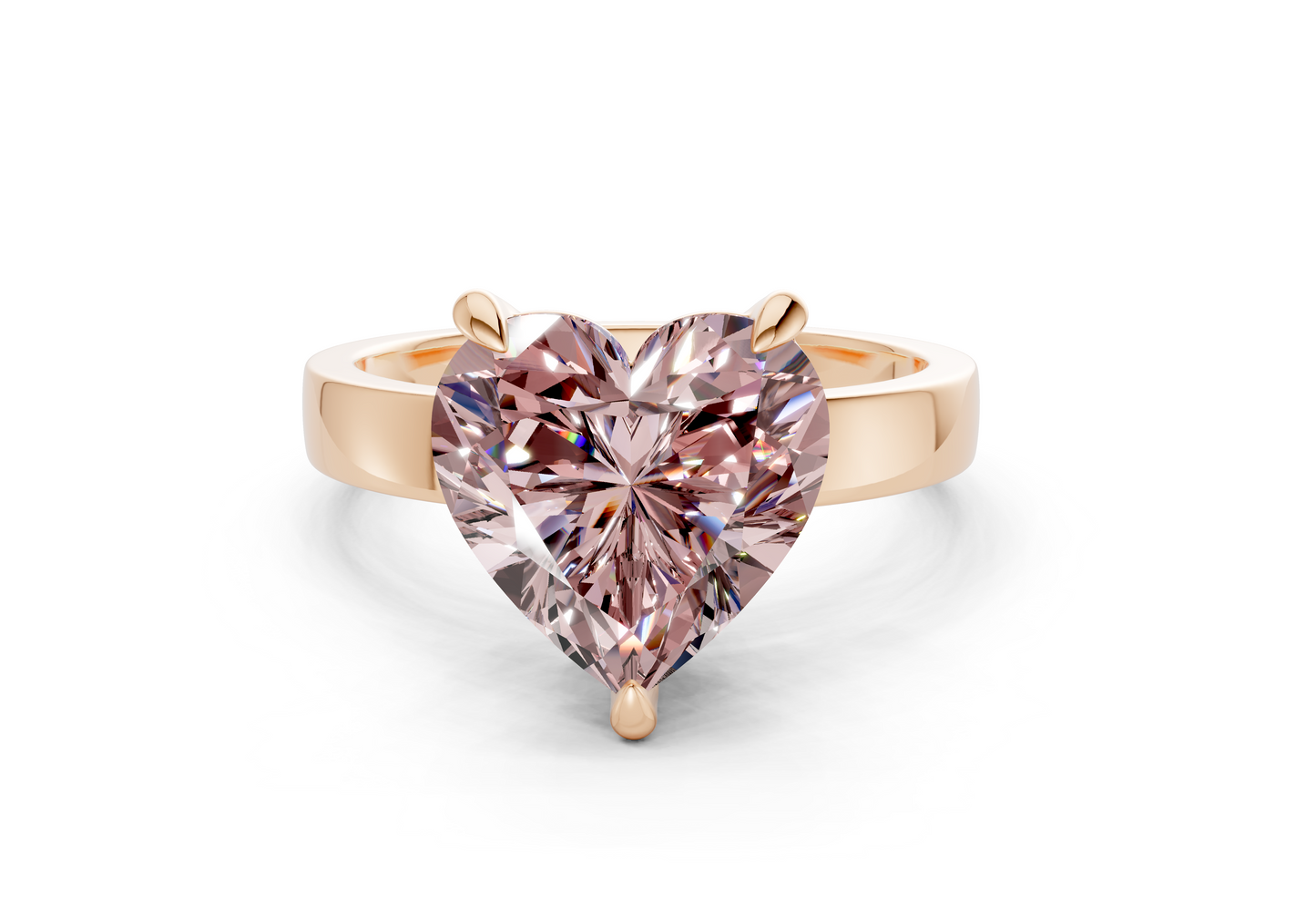 Aspen Pink Diamond Solitaire Heart Cut 3mm Engagement Ring