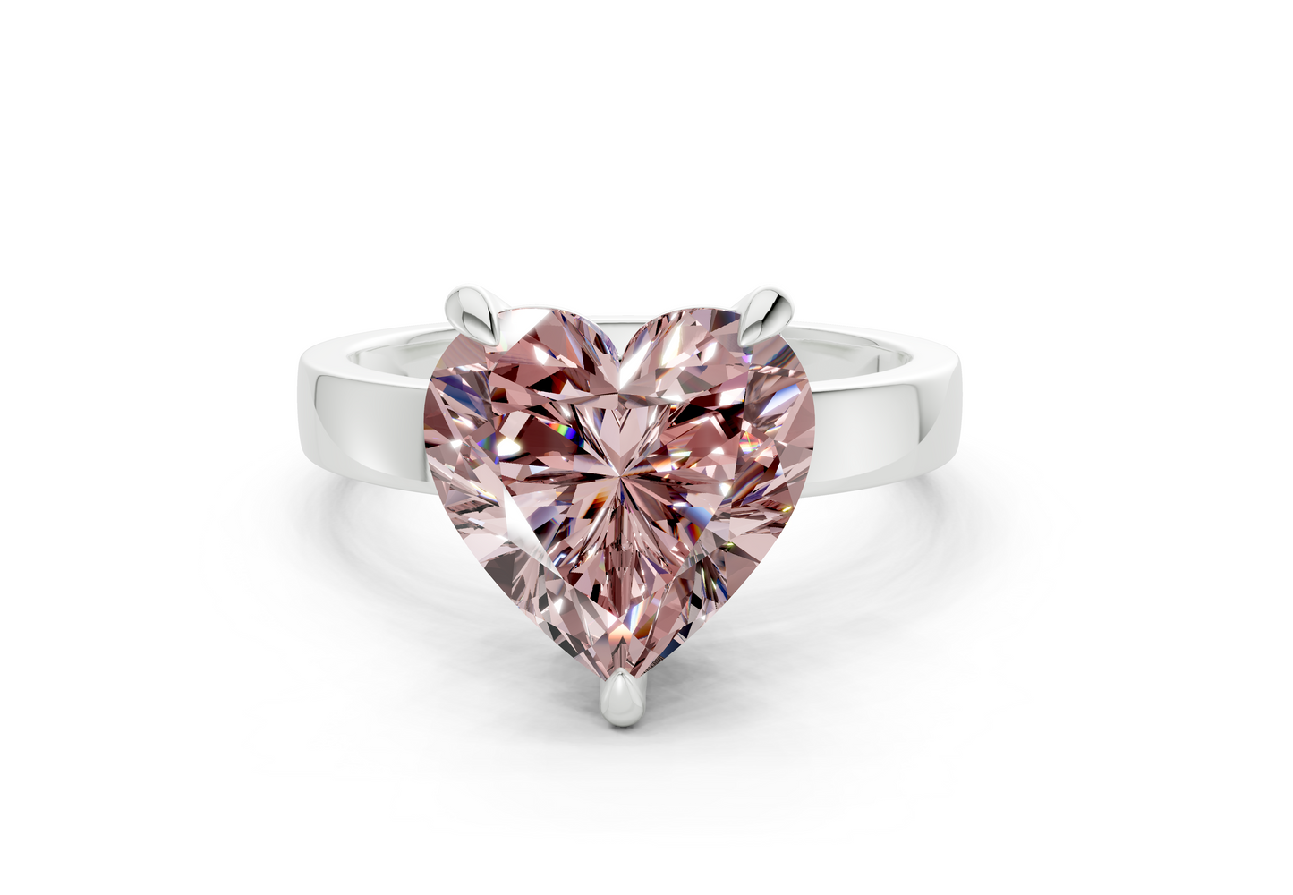 Aspen Pink Diamond Solitaire Heart Cut 3mm Engagement Ring