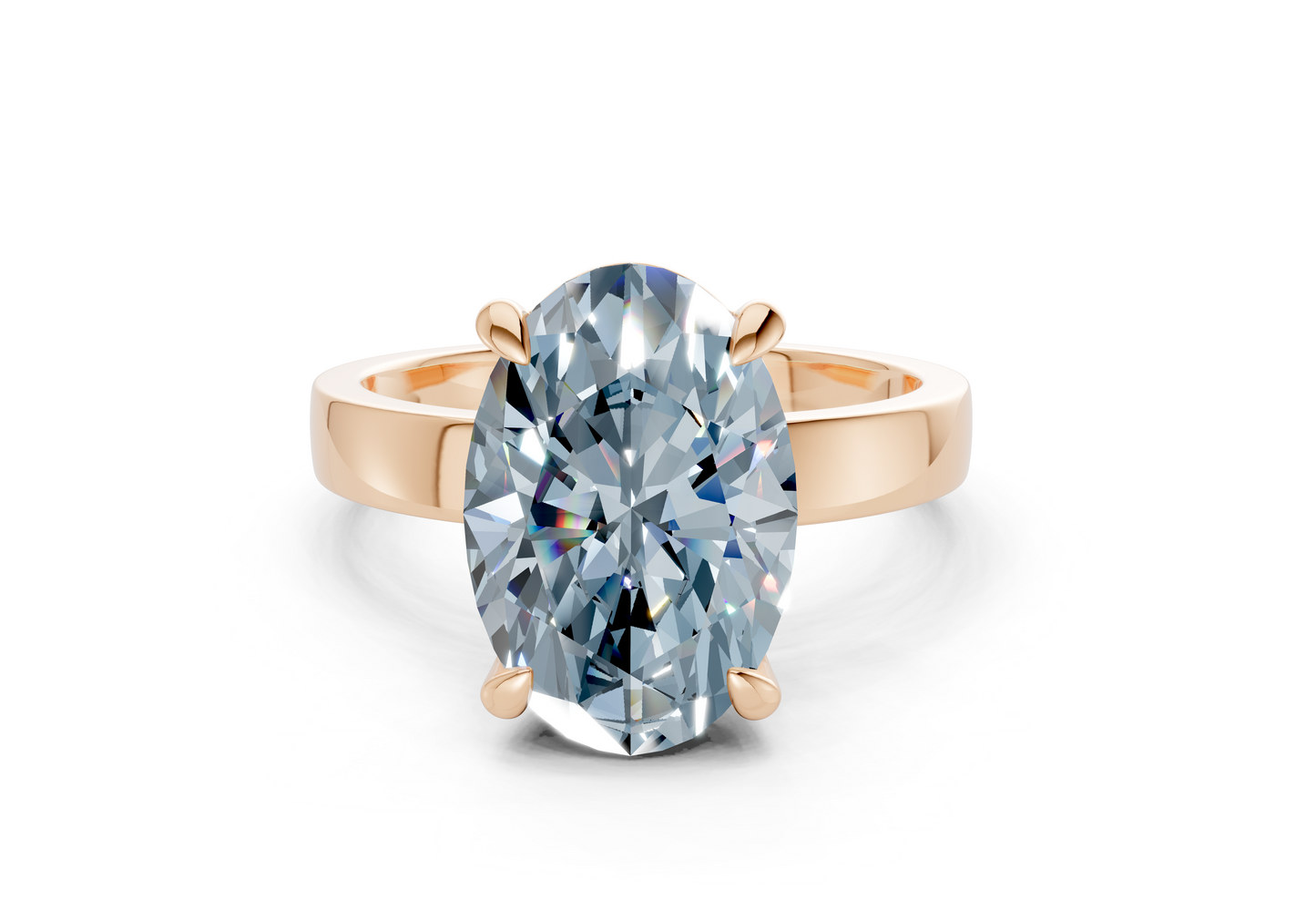 Aspen Blue Diamond Solitaire Oval Cut 3mm Engagement Ring