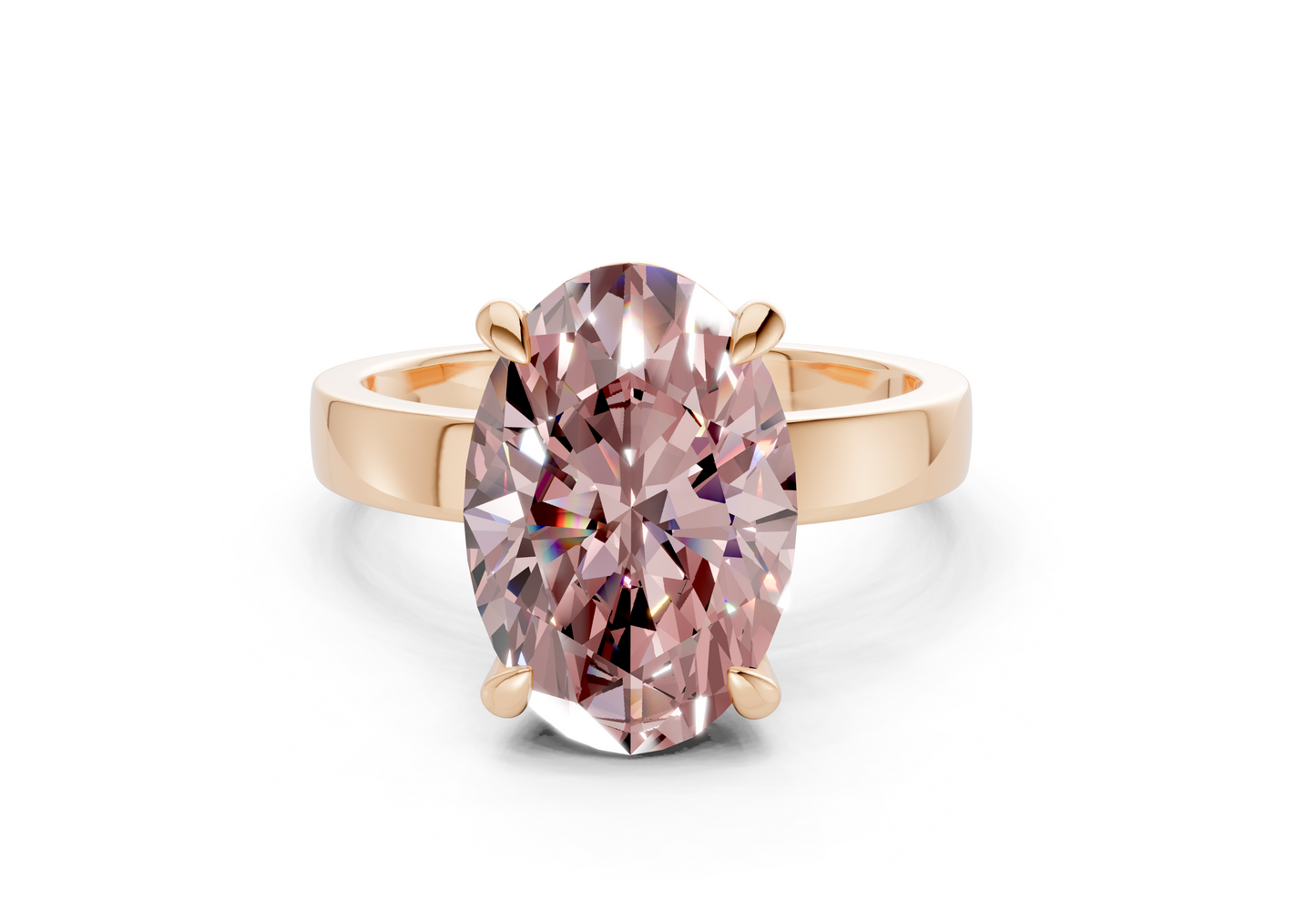 Aspen Pink Diamond Solitaire Oval Cut 3mm Engagement Ring