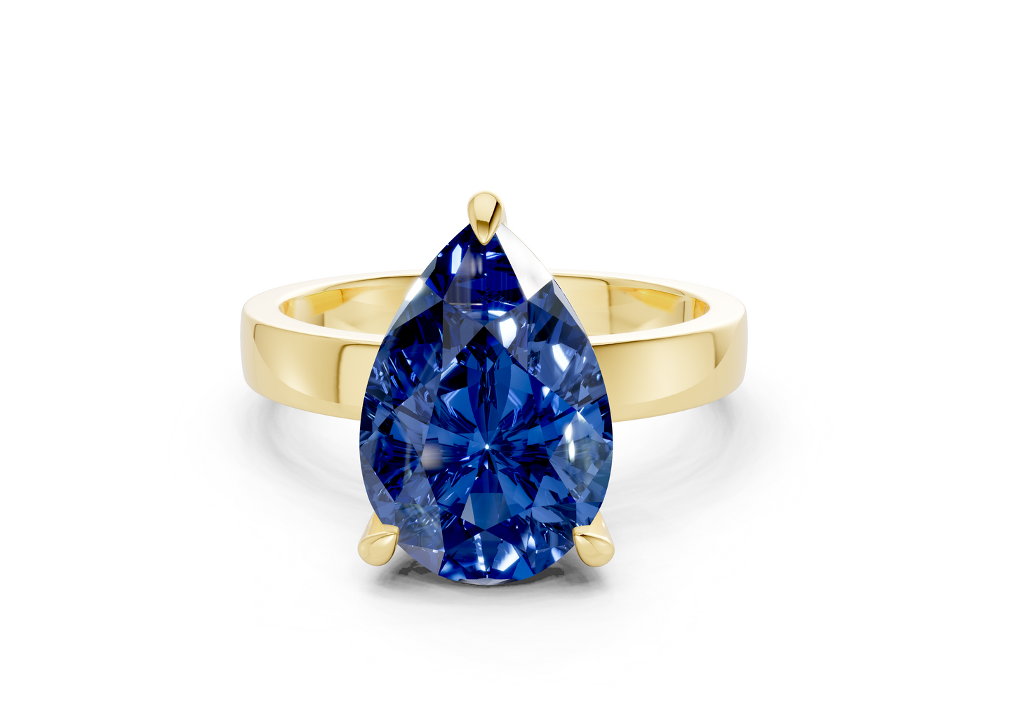 Aspen Sapphire Gemstone Solitaire Pear Cut 3mm Engagement Ring