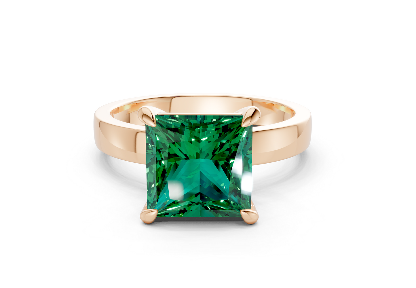 Aspen Emerald Gemstone Solitaire Princess Cut 3mm Engagement Ring
