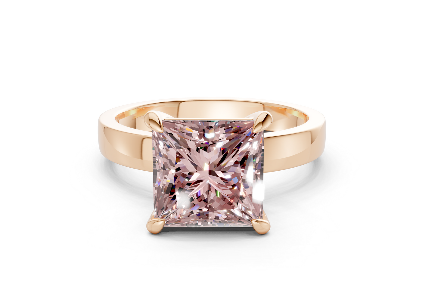 Aspen Pink Diamond Solitaire Princess Cut 3mm Engagement Ring