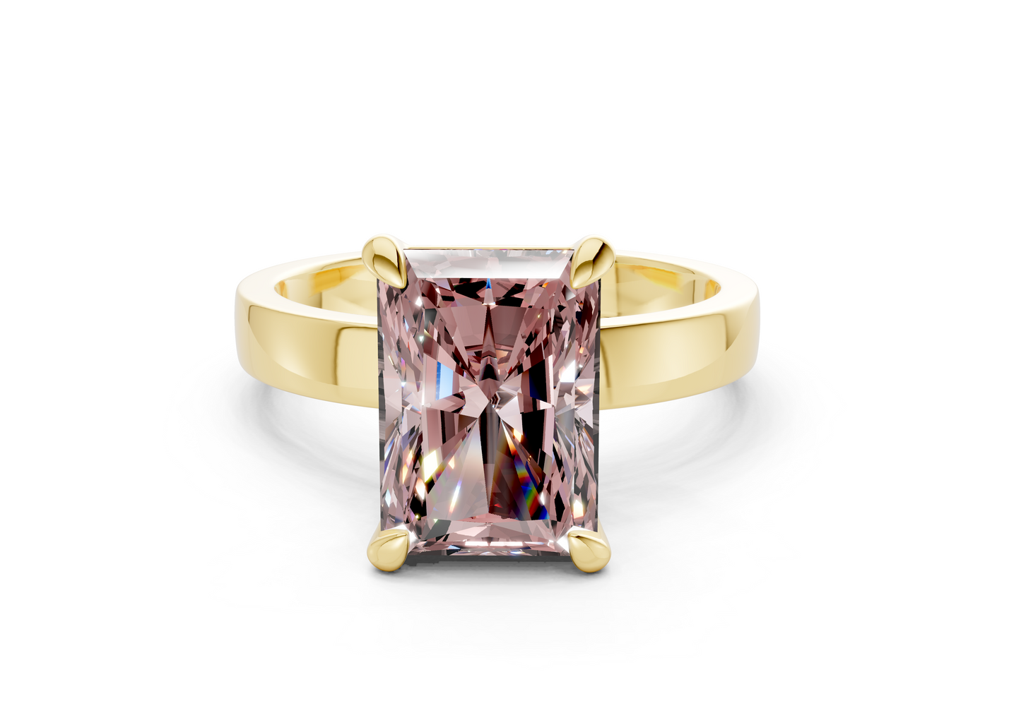 Aspen Pink Diamond Solitaire Radiant Cut 3mm Engagement Ring