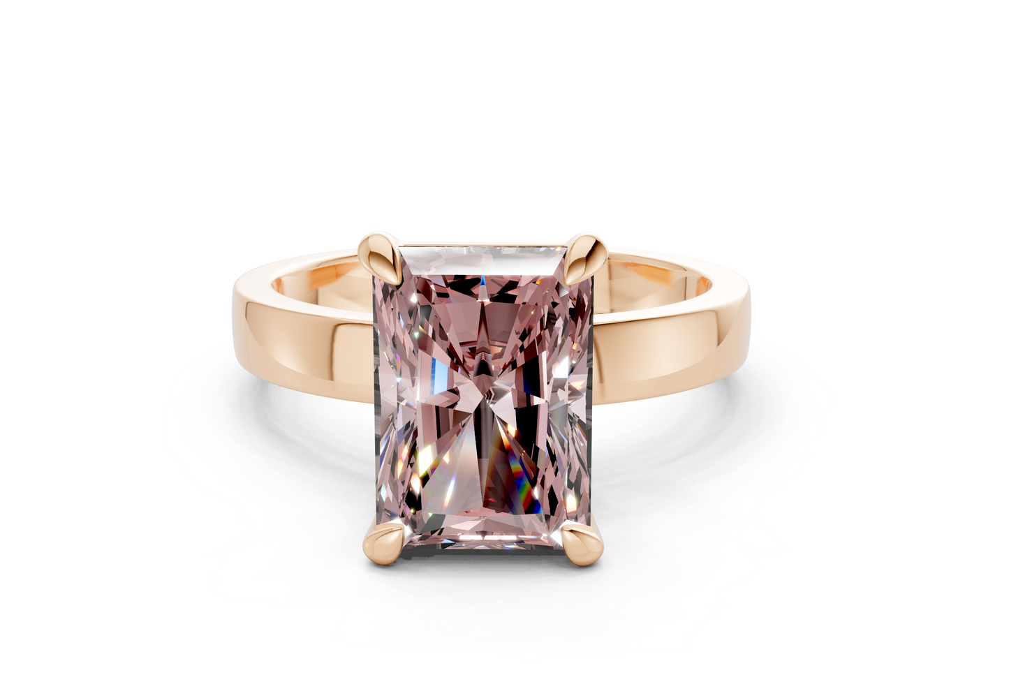 Aspen Pink Diamond Solitaire Radiant Cut 3mm Engagement Ring