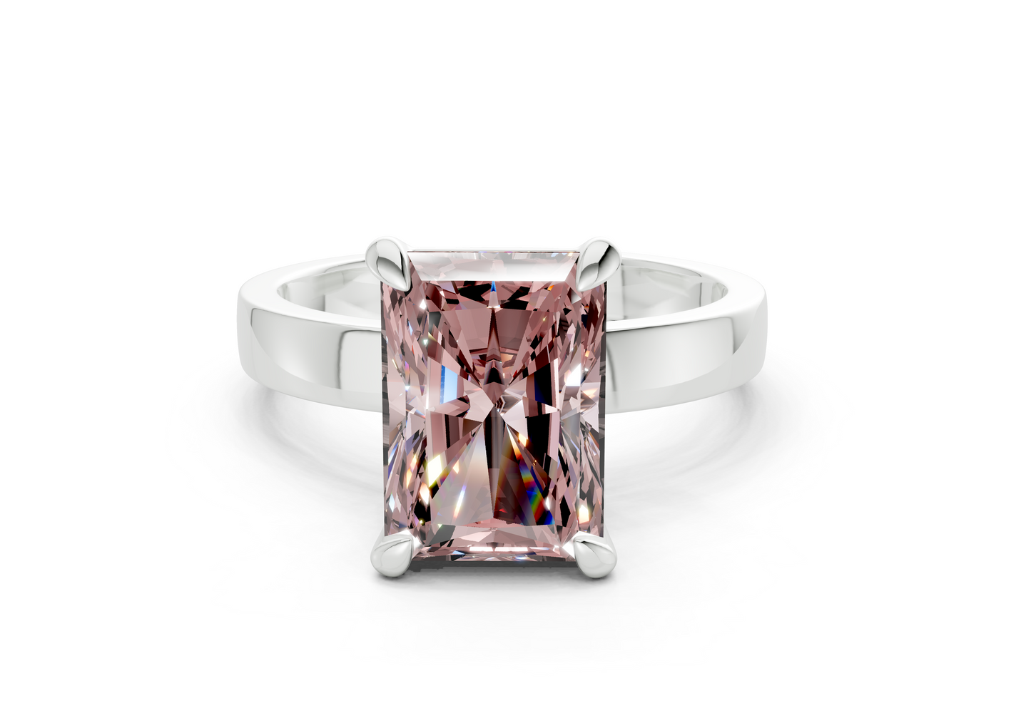 Aspen Pink Diamond Solitaire Radiant Cut 3mm Engagement Ring