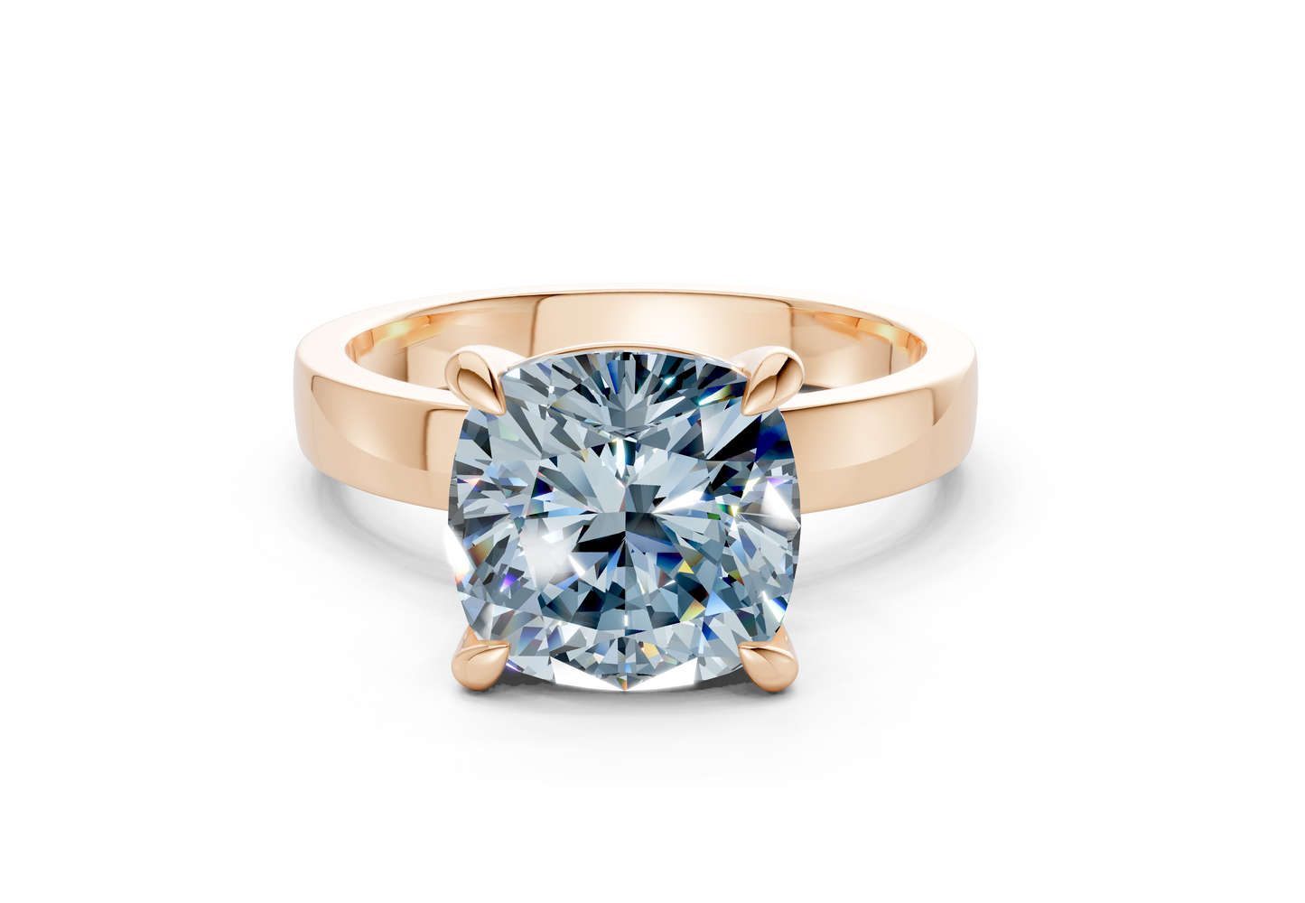 Aspen Blue Diamond Solitaire Cushion Squareuare Cut 3mm Engagement Ring