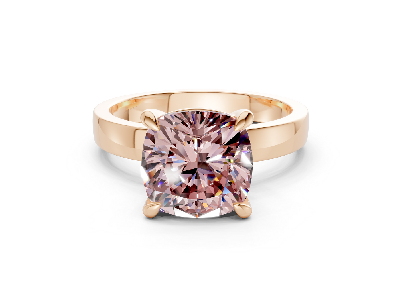 Aspen Pink Diamond Solitaire Cushion Squareuare Cut 3mm Engagement Ring