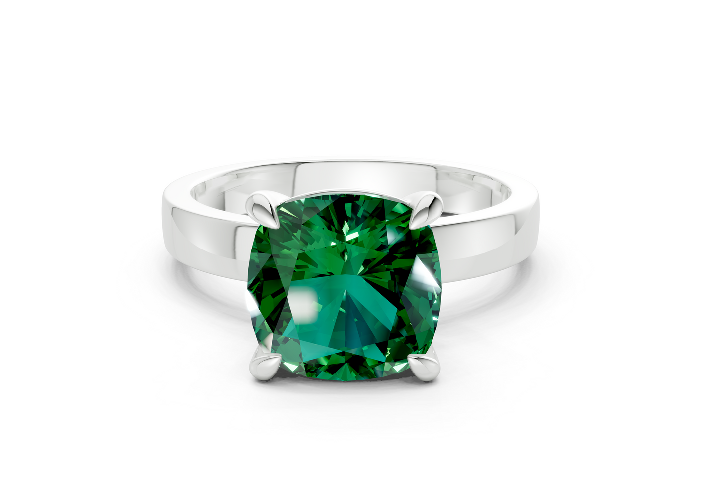 Aspen Emerald Gemstone Solitaire Cushion Squareuare Cut 3mm Engagement Ring