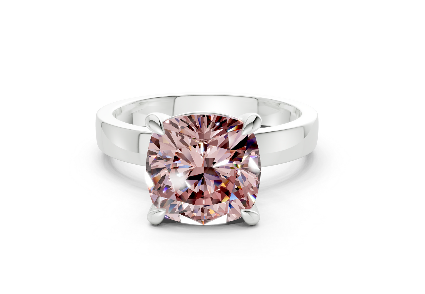 Aspen Pink Diamond Solitaire Cushion Squareuare Cut 3mm Engagement Ring
