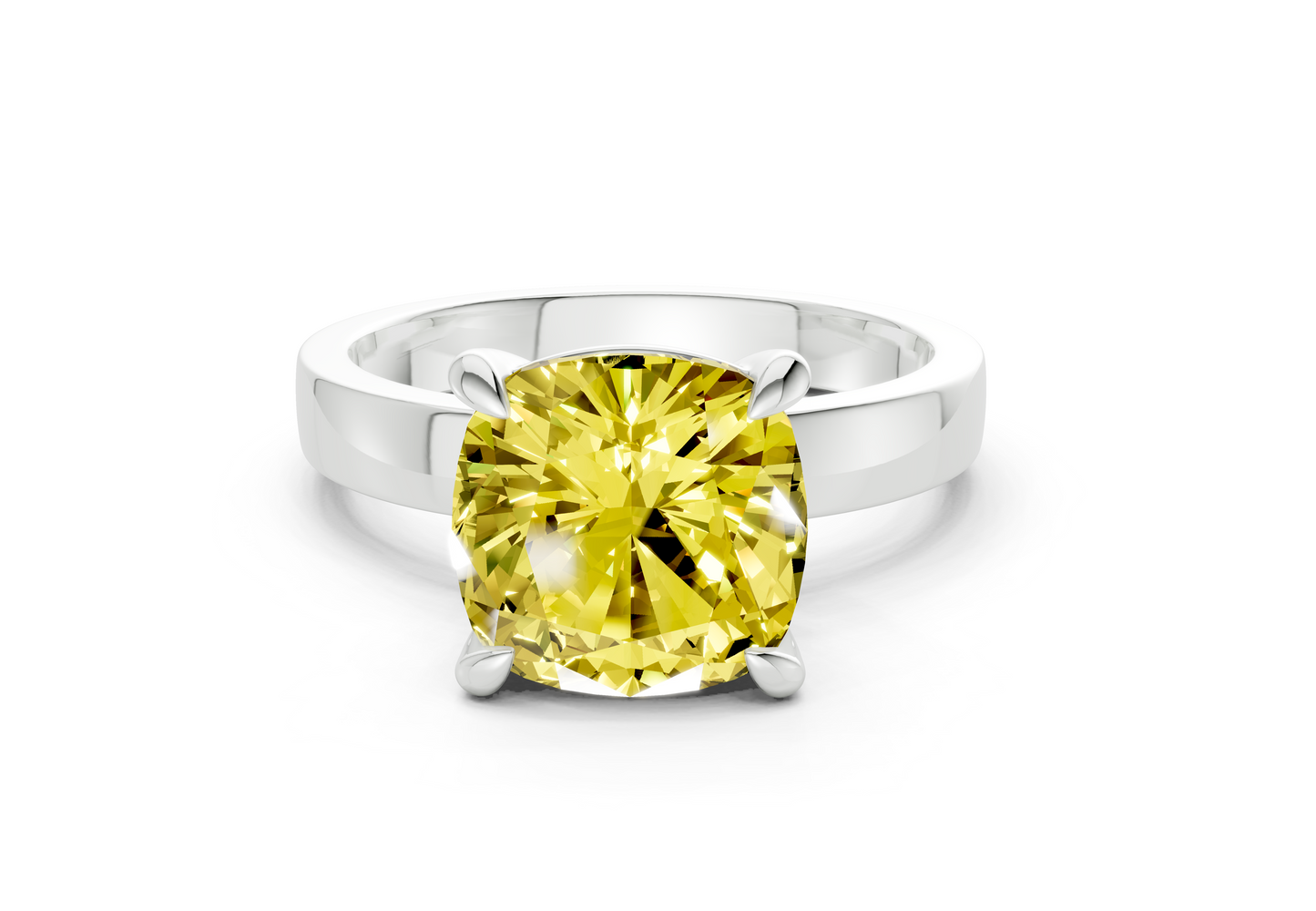 Aspen Yellow Diamond Solitaire Cushion Squareuare Cut 3mm Engagement Ring