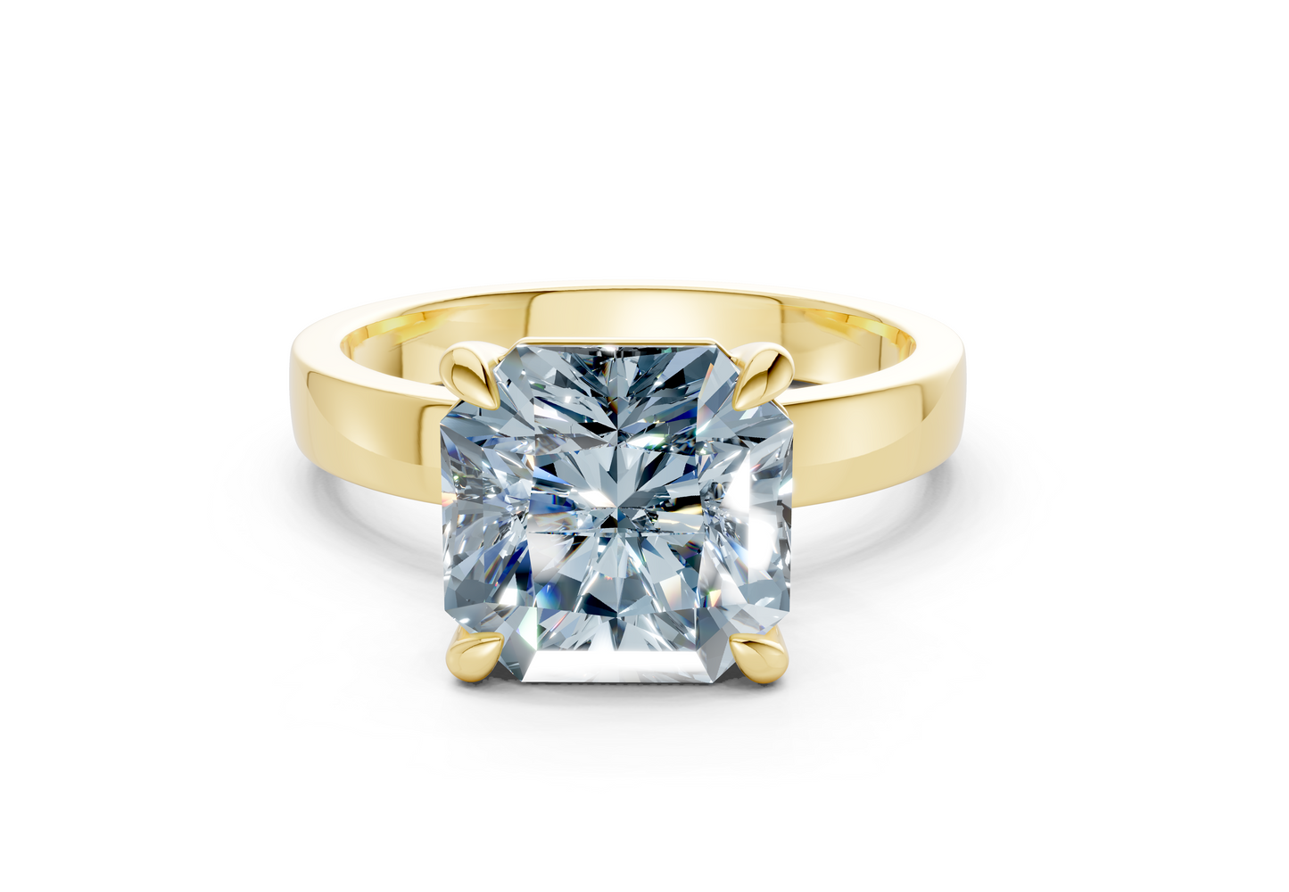 Aspen Blue Diamond Solitaire Radiant Squareuare Cut 3mm Engagement Ring