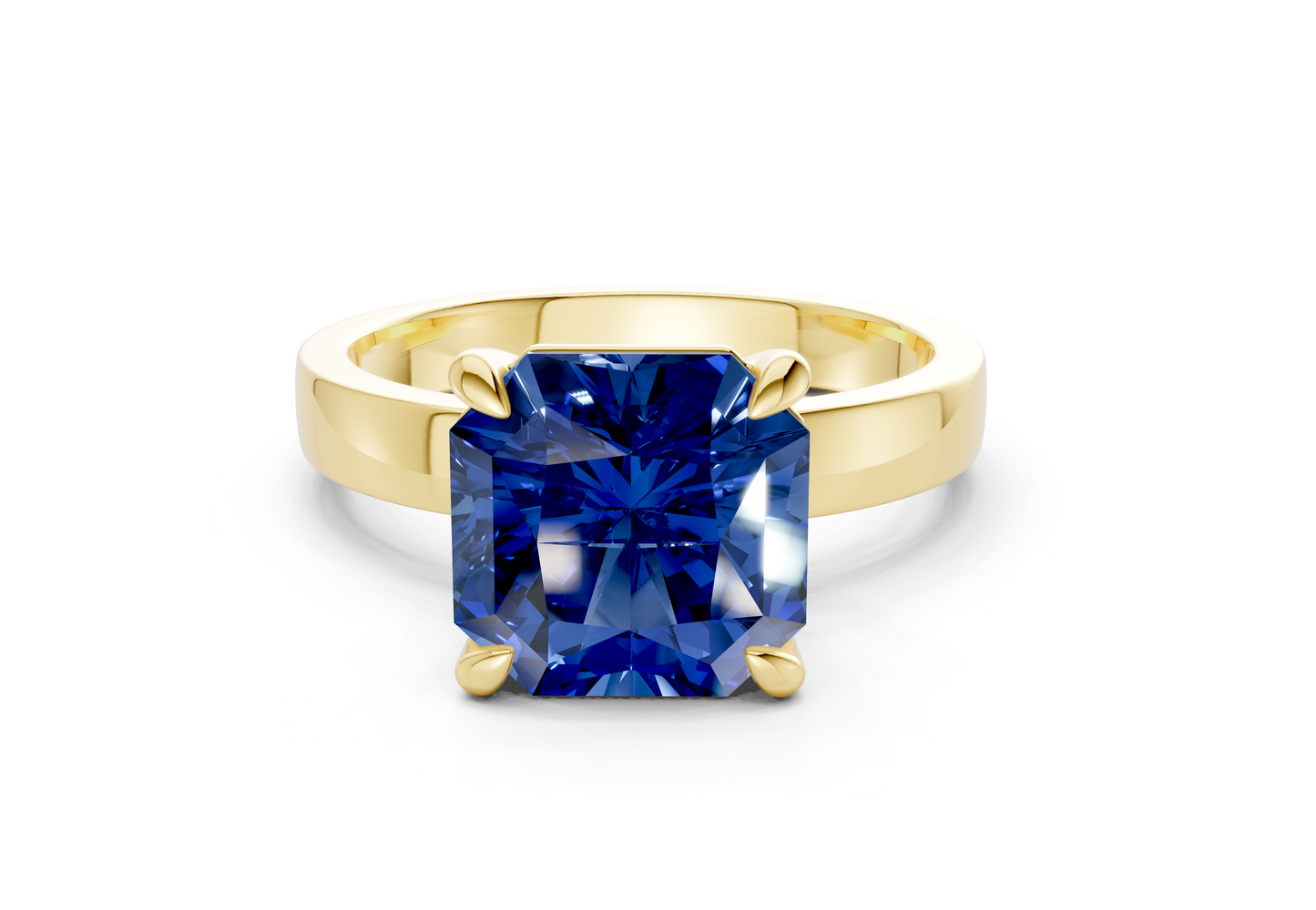 Aspen Sapphire Gemstone Solitaire Radiant Squareuare Cut 3mm Engagement Ring
