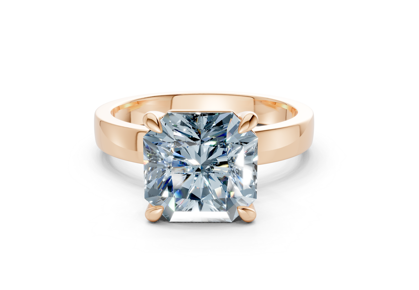 Aspen Blue Diamond Solitaire Radiant Squareuare Cut 3mm Engagement Ring