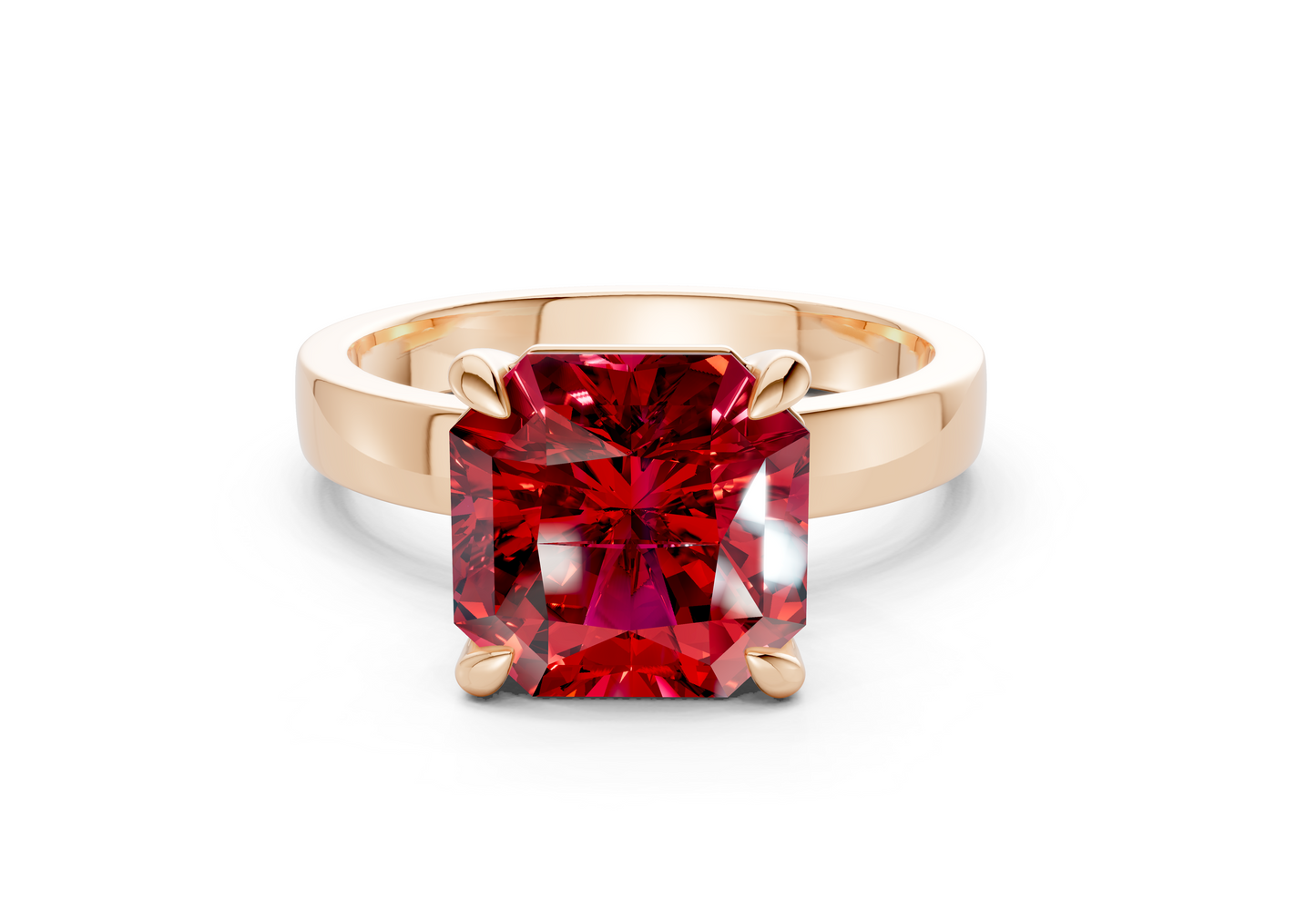 Aspen Ruby Gemstone Solitaire Radiant Squareuare Cut 3mm Engagement Ring