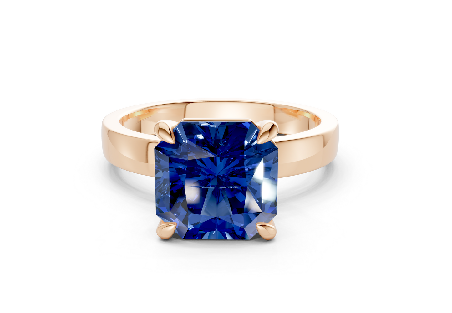 Aspen Sapphire Gemstone Solitaire Radiant Squareuare Cut 3mm Engagement Ring
