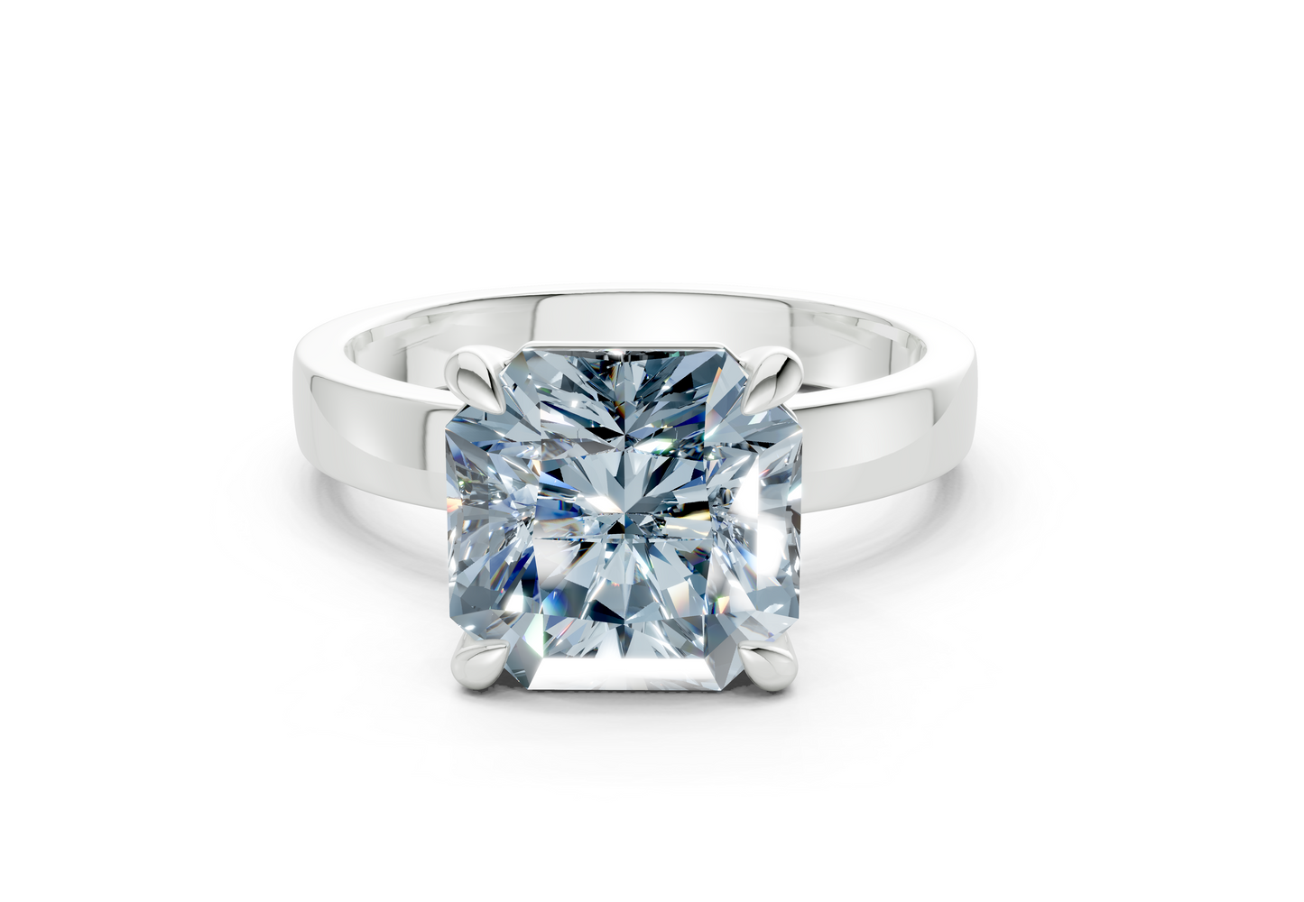 Aspen Blue Diamond Solitaire Radiant Squareuare Cut 3mm Engagement Ring