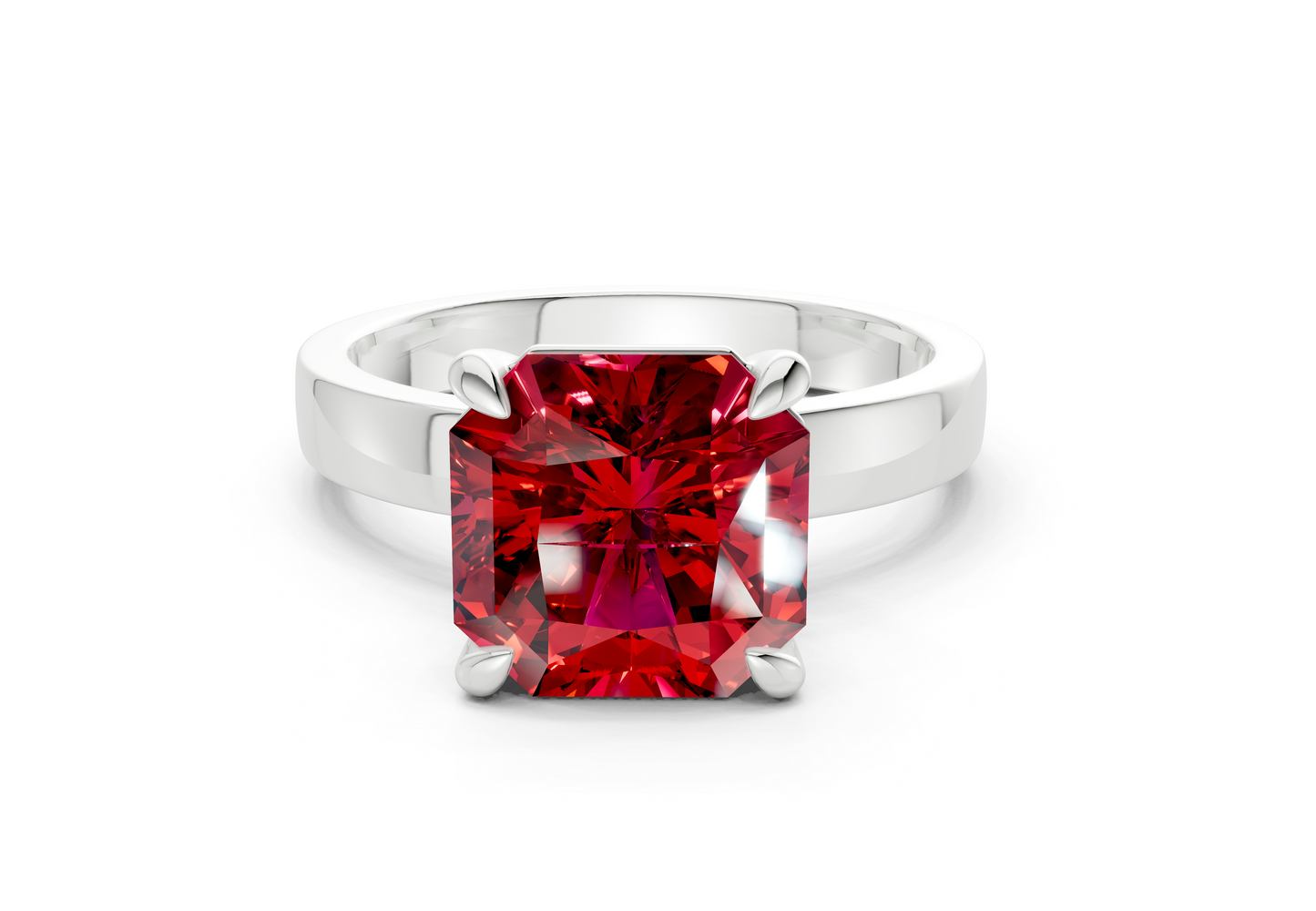 Aspen Ruby Gemstone Solitaire Radiant Squareuare Cut 3mm Engagement Ring