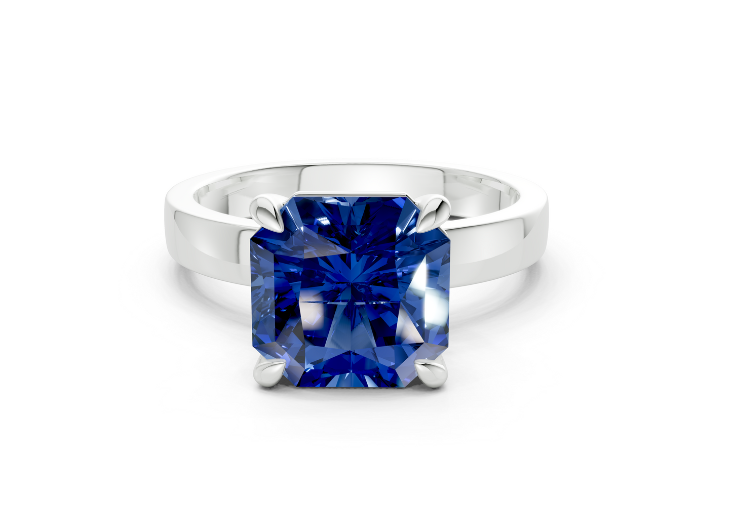 Aspen Sapphire Gemstone Solitaire Radiant Squareuare Cut 3mm Engagement Ring