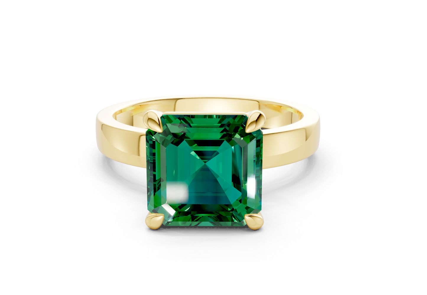 Aspen Emerald Gemstone Solitaire Asscher Cut 3mm Engagement Ring