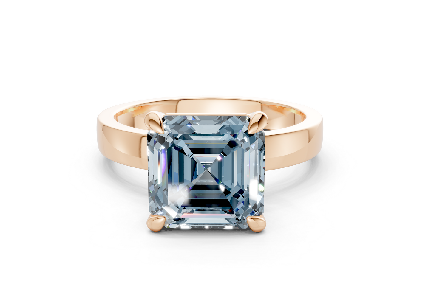 Aspen Blue Diamond Solitaire Asscher Cut 3mm Engagement Ring