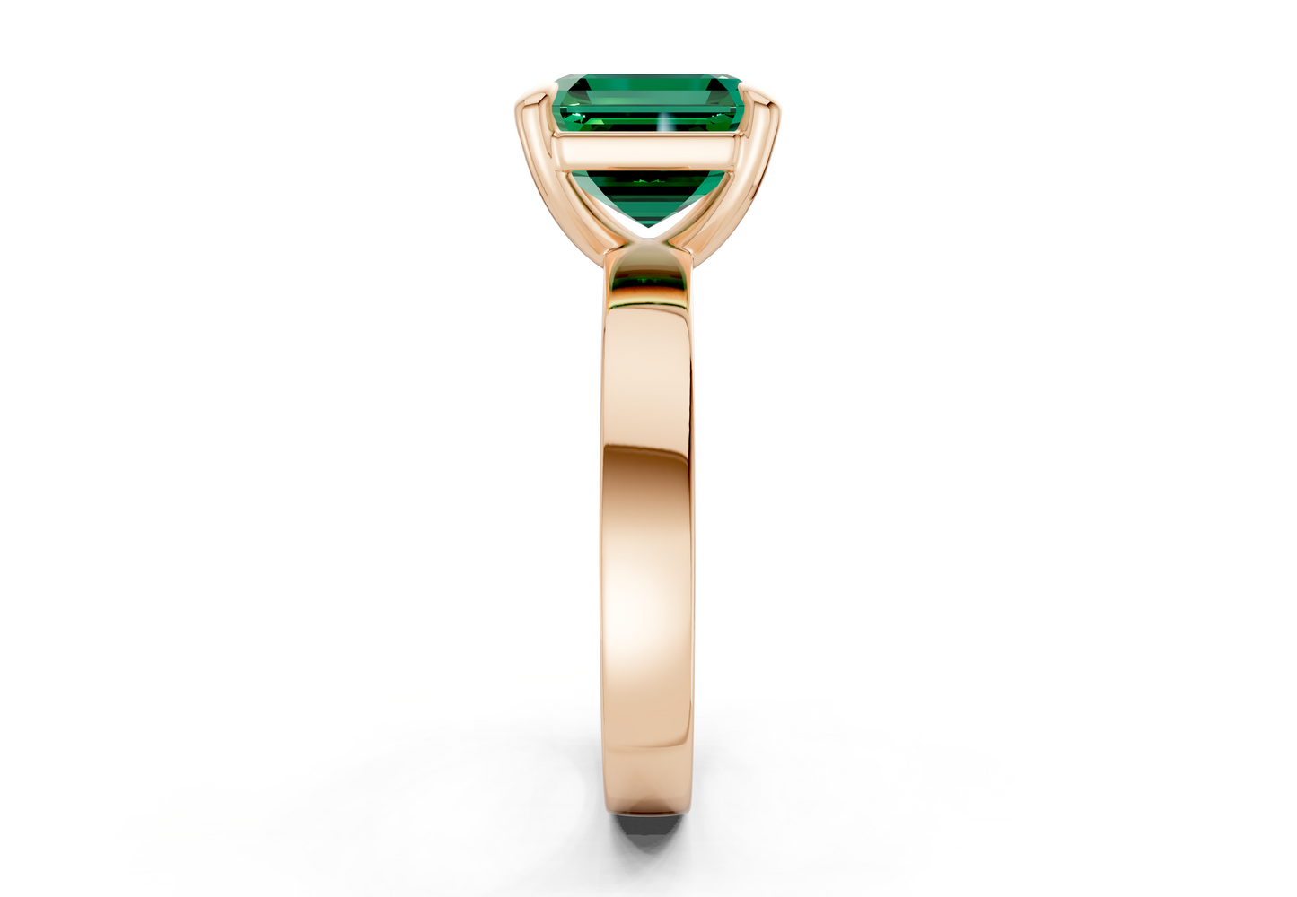 Aspen Emerald Gemstone Solitaire Asscher Cut 3mm Engagement Ring