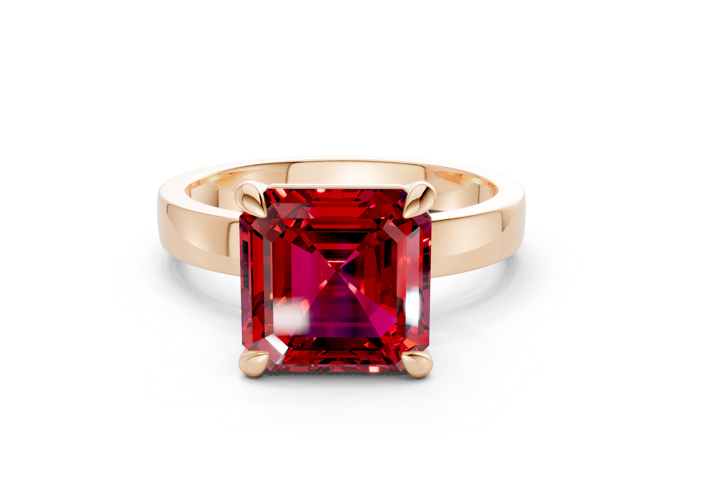 Aspen Ruby Gemstone Solitaire Asscher Cut 3mm Engagement Ring