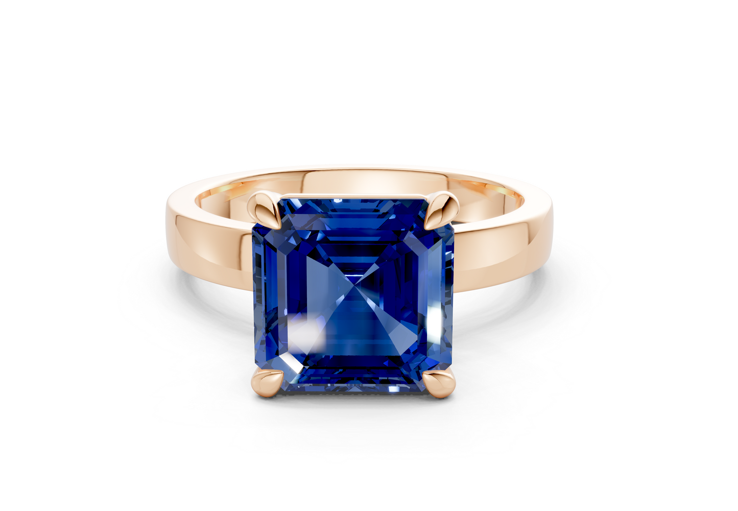 Aspen Sapphire Gemstone Solitaire Asscher Cut 3mm Engagement Ring