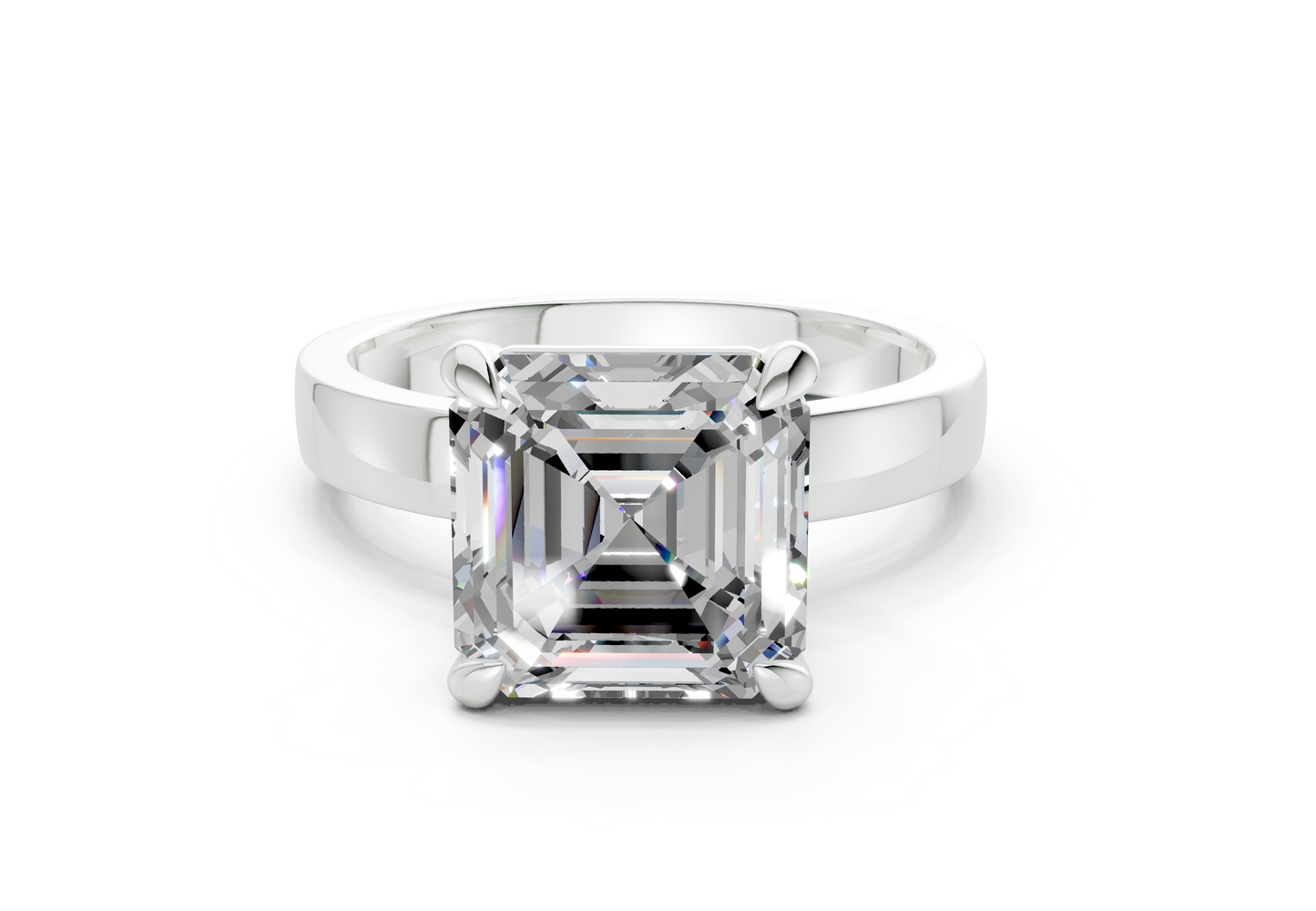 Aspen Diamond Solitaire Asscher Cut 3mm Engagement Ring
