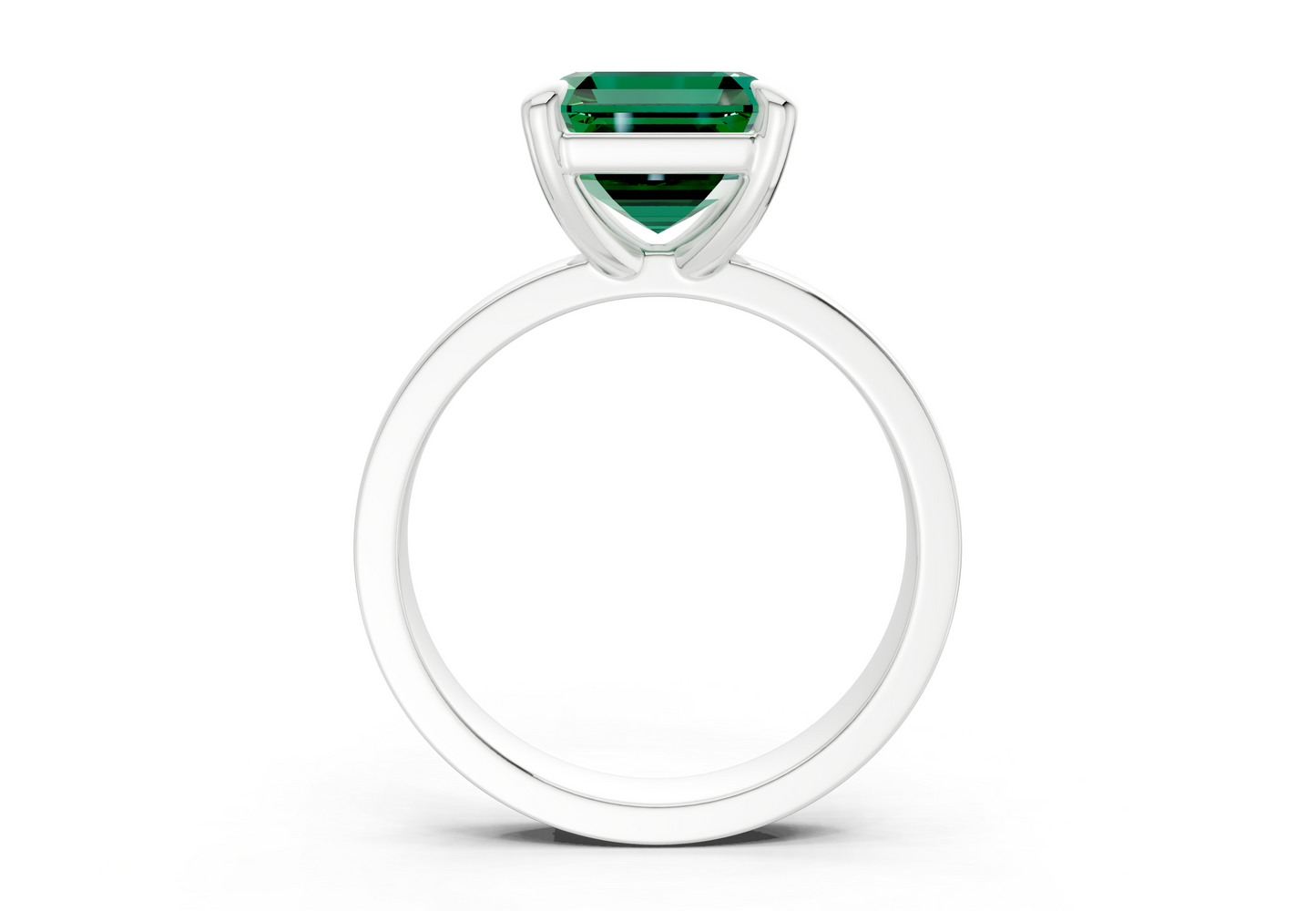 Aspen Emerald Gemstone Solitaire Asscher Cut 3mm Engagement Ring