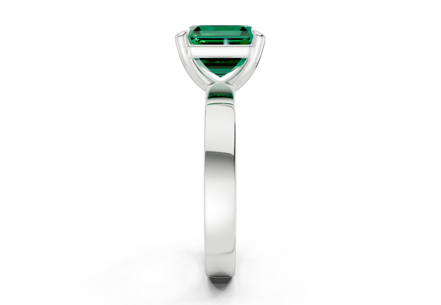 Aspen Emerald Gemstone Solitaire Asscher Cut 3mm Engagement Ring