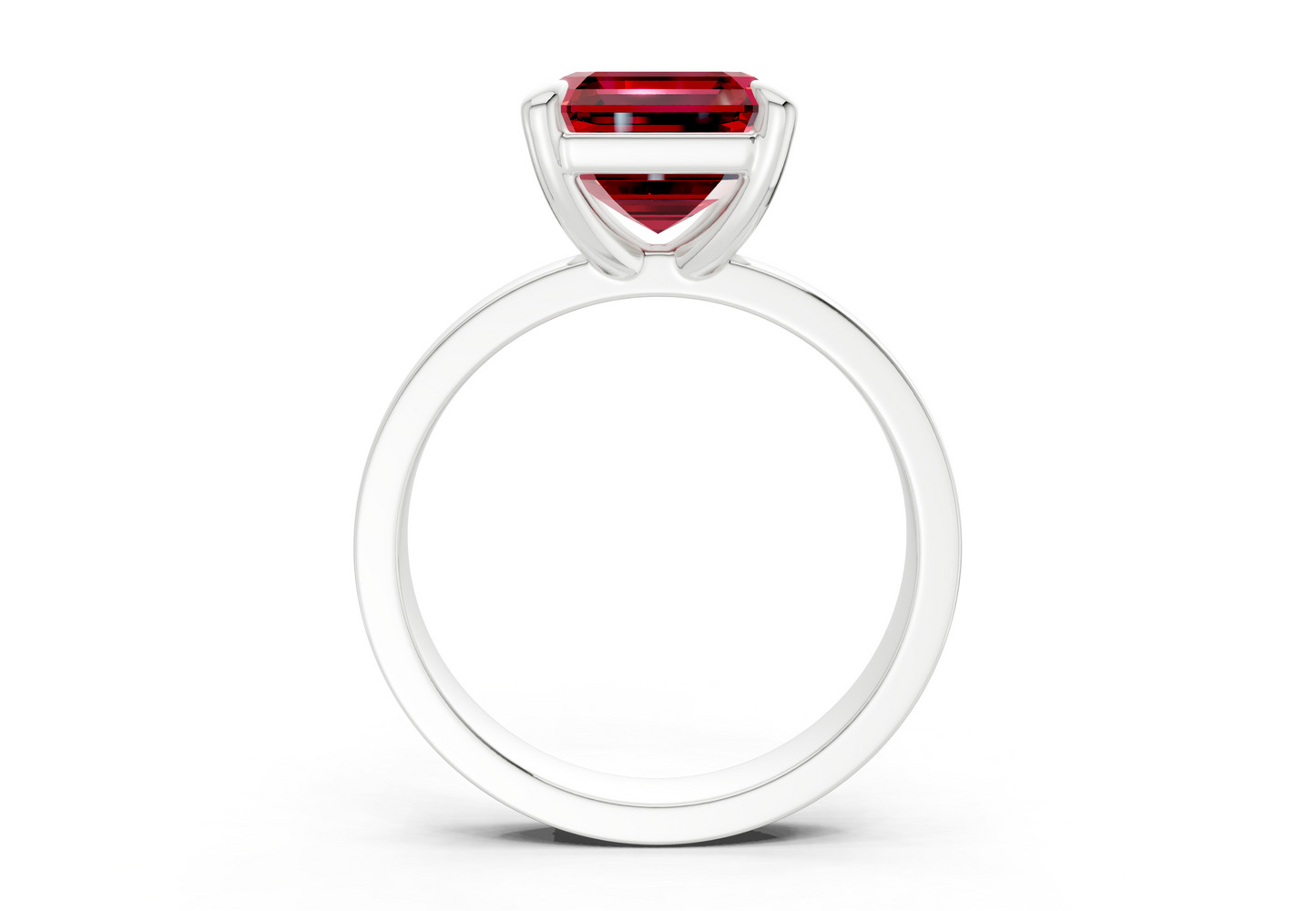 Aspen Ruby Gemstone Solitaire Asscher Cut 3mm Engagement Ring