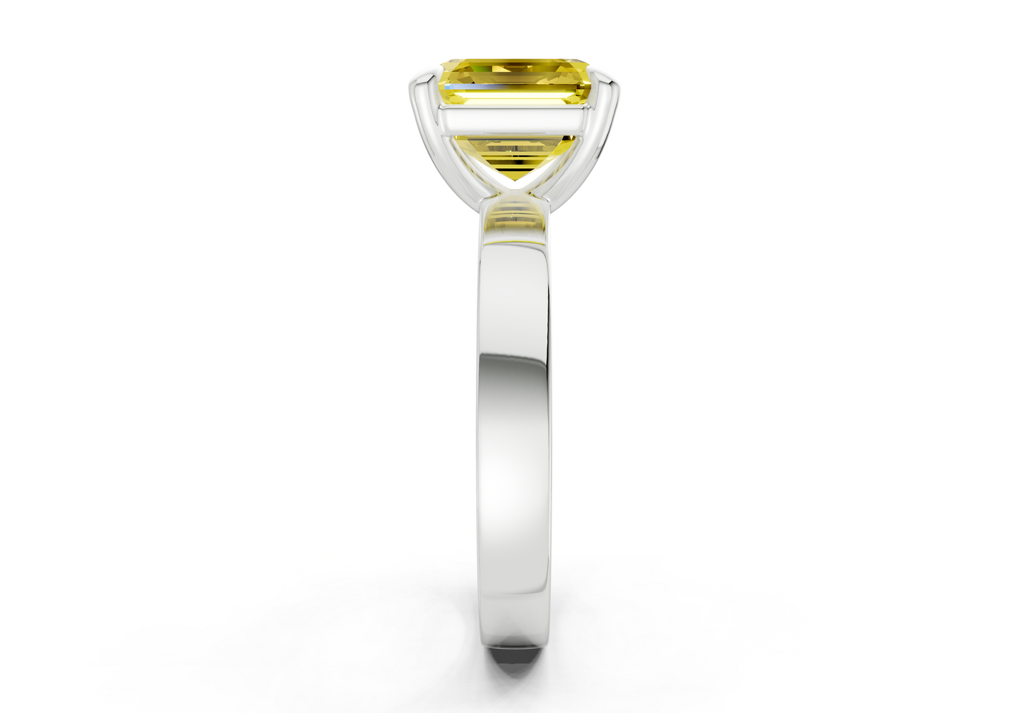 Aspen Yellow Diamond Solitaire Asscher Cut 3mm Engagement Ring