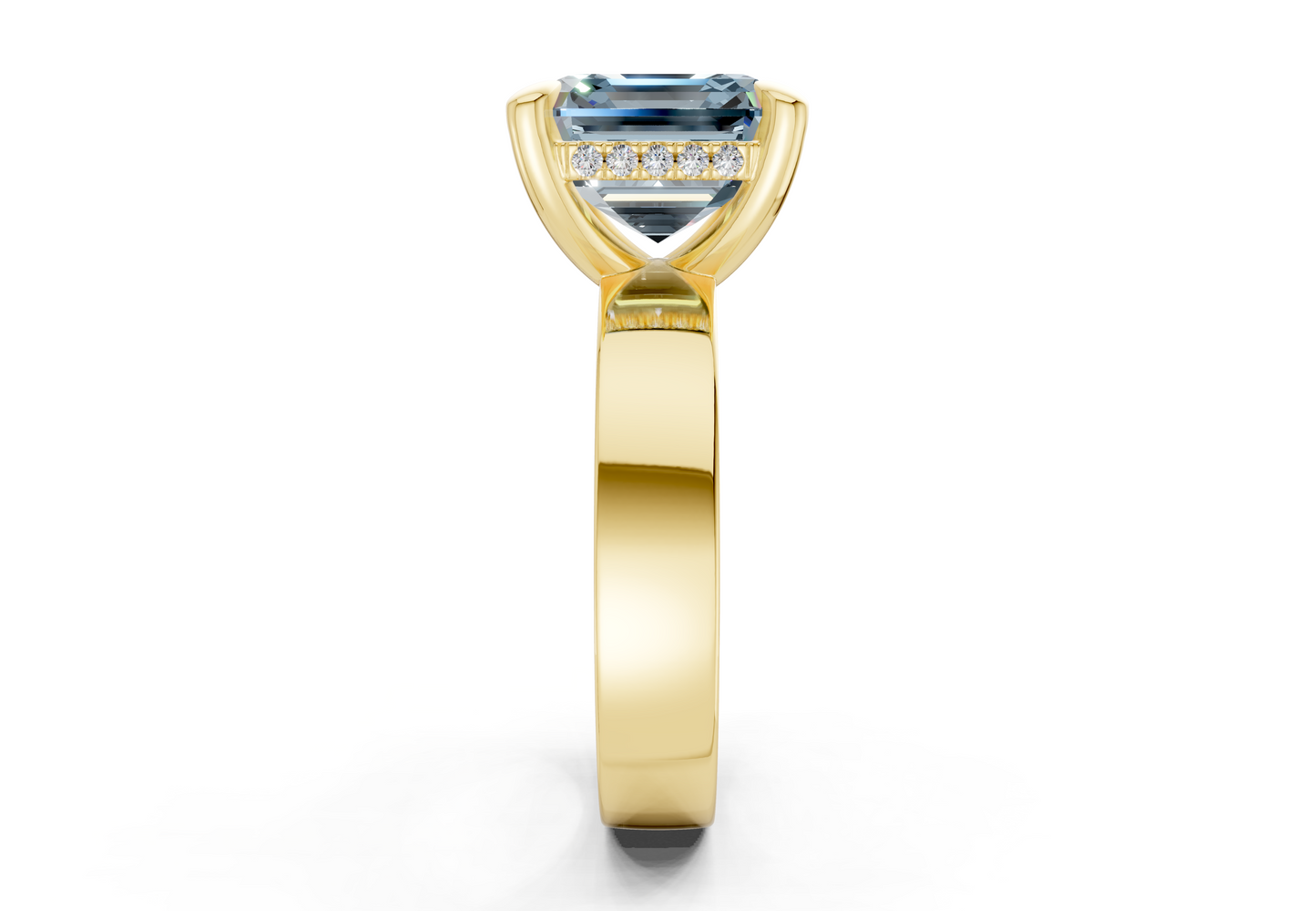 Echo Blue Diamond Solitaire Asscher Cut 4mm Engagement Ring
