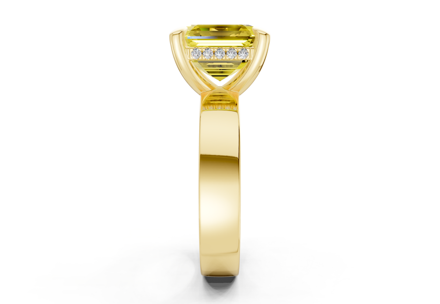 Echo Yellow Diamond Solitaire Asscher Cut 4mm Engagement Ring