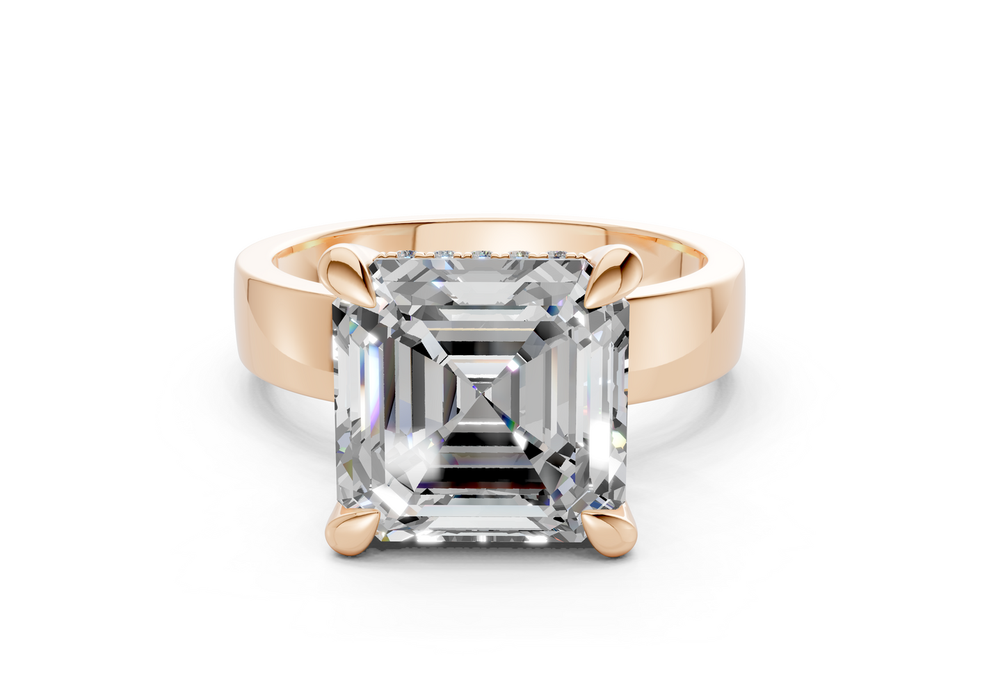 Echo Diamond Solitaire Asscher Cut 4mm Engagement Ring