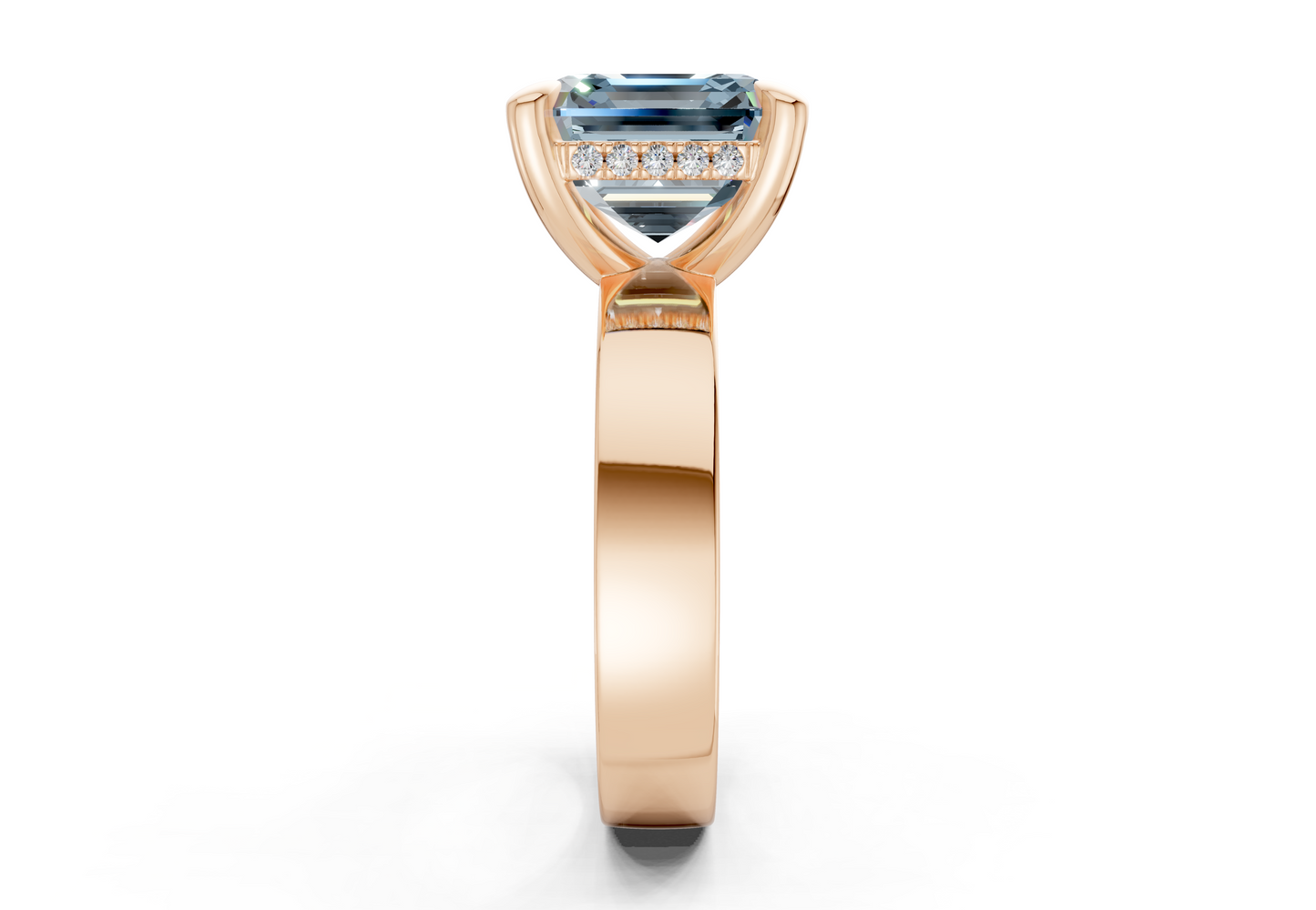 Echo Blue Diamond Solitaire Asscher Cut 4mm Engagement Ring
