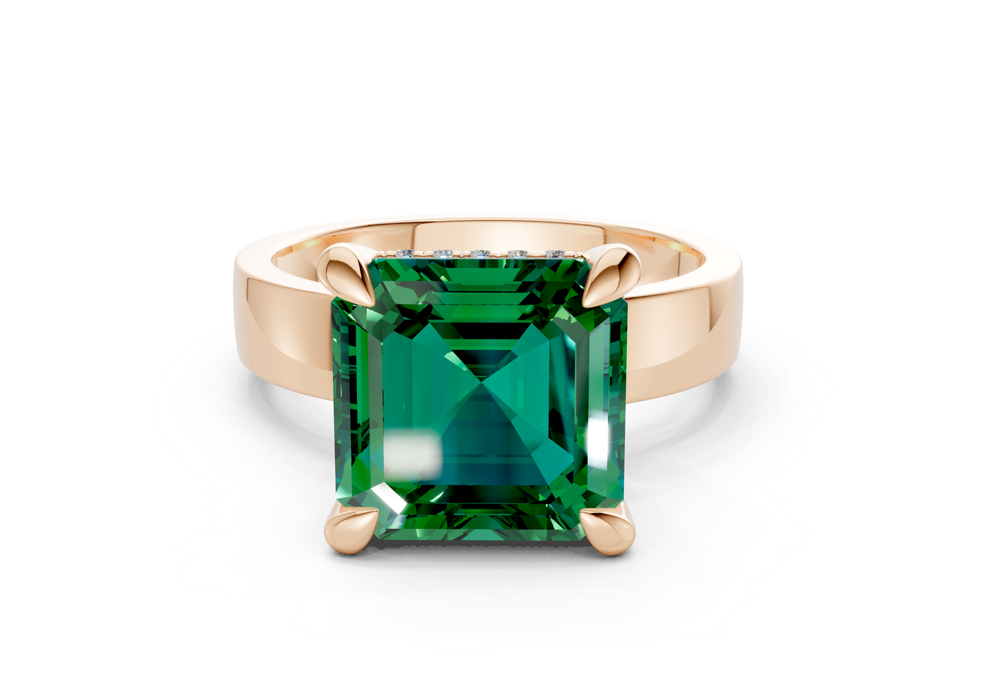 Echo Emerald Gemstone Solitaire Asscher Cut 4mm Engagement Ring